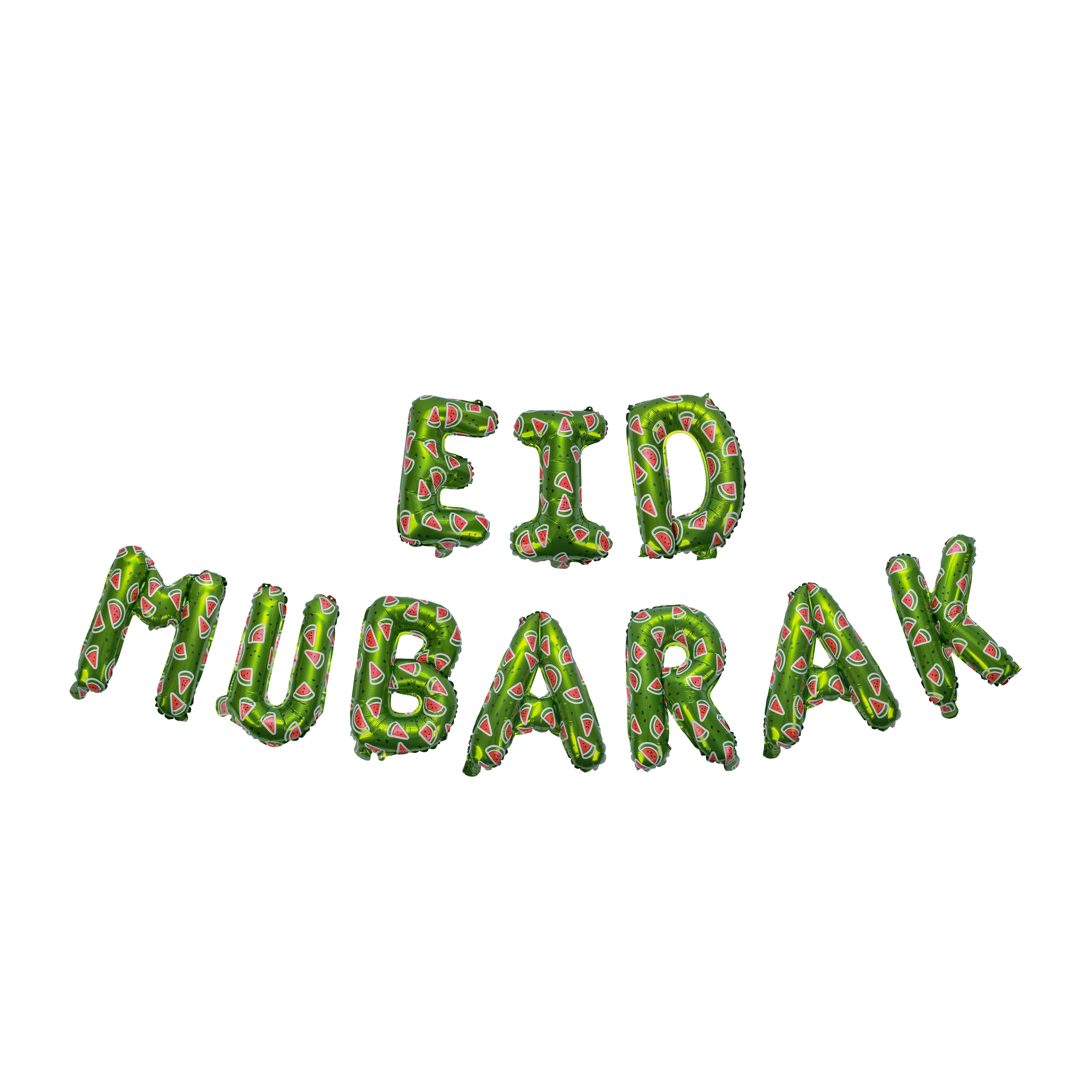 Eid Mubarak foil balloon set - Watermelon Palestine Design - Green