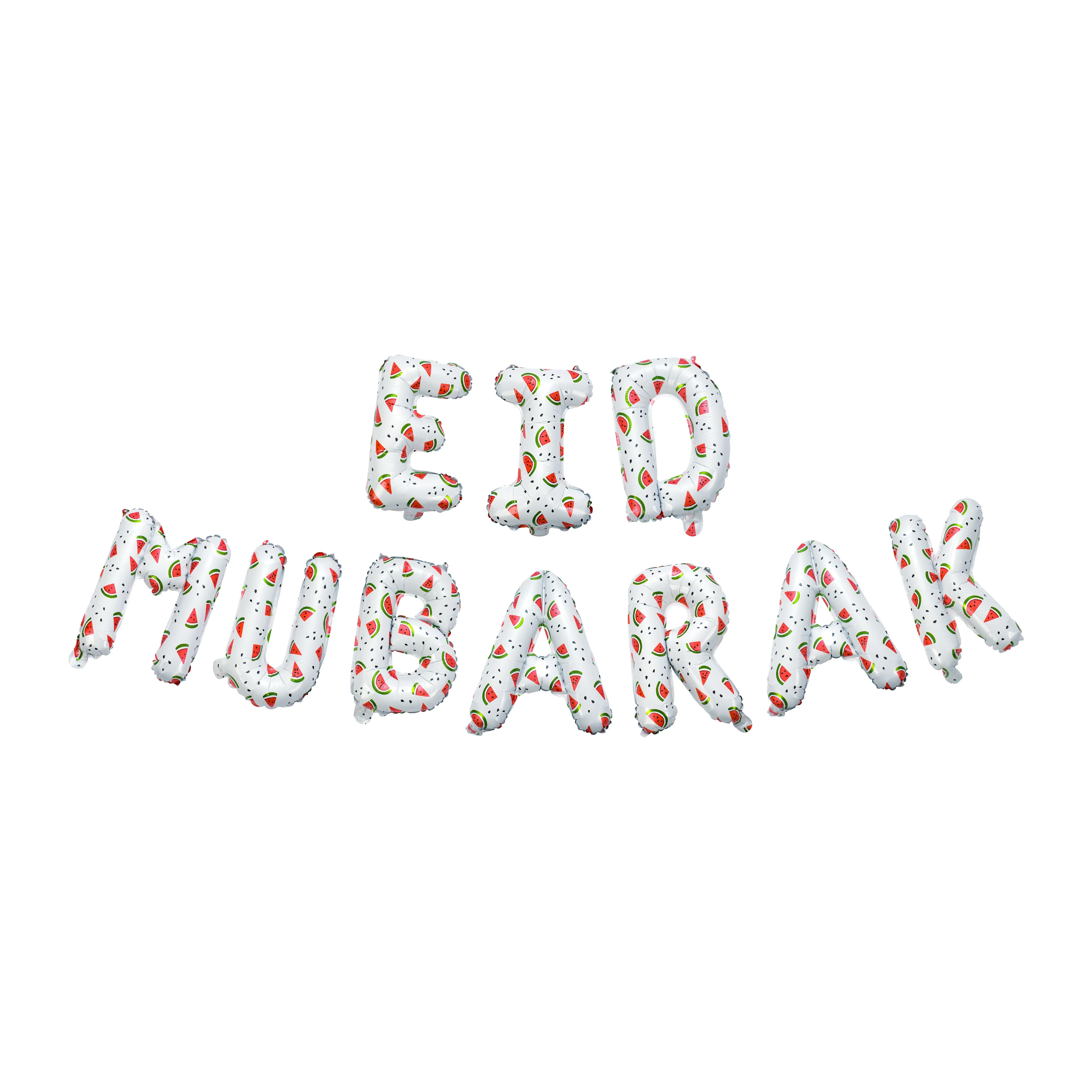 Eid Mubarak foil balloon set - Watermelon Palestine Design - White