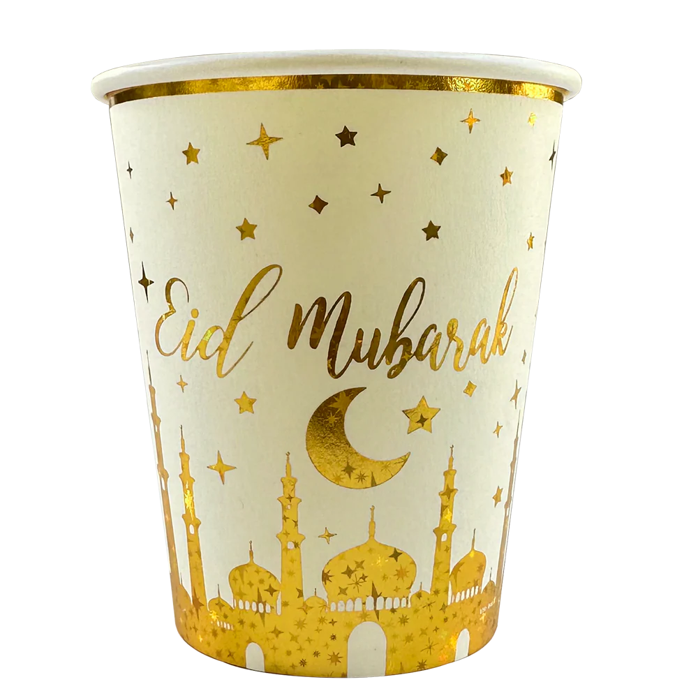 Eid Mubarak Paper Cup - Gold Mosque & Star