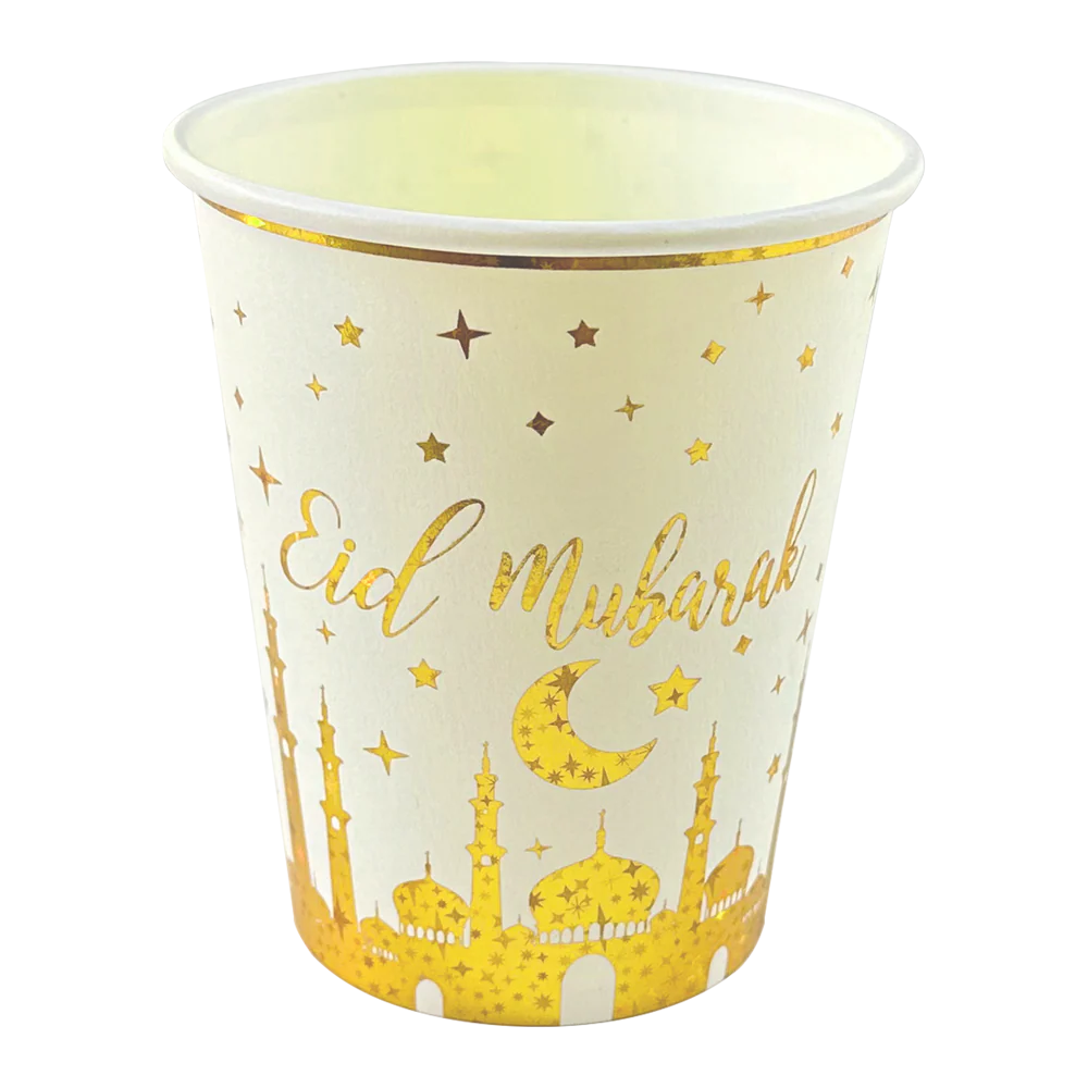 Eid Mubarak Paper Cup - Gold Mosque & Star - Image 2