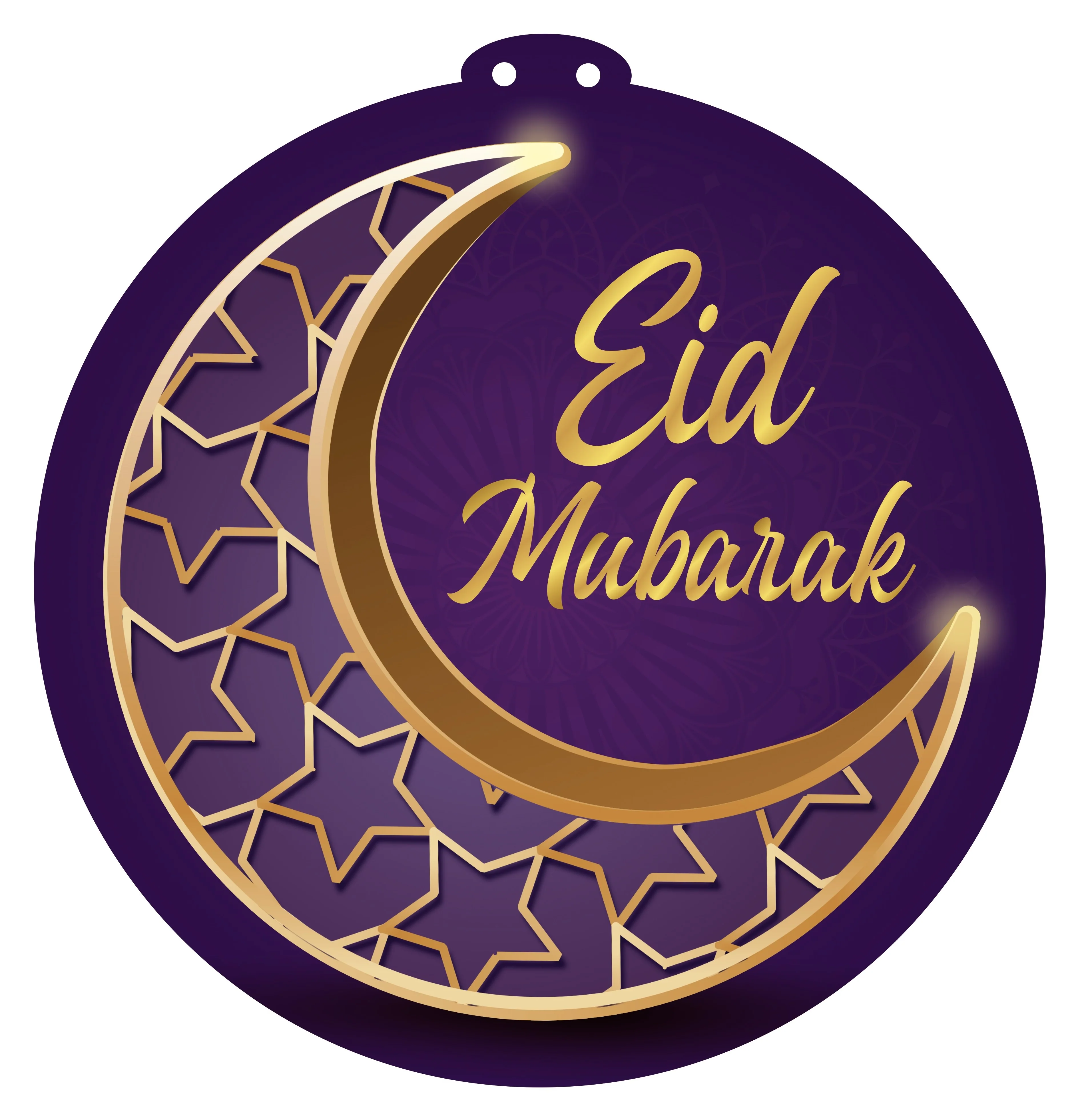 EID Mubarak Purple & Gold Moon Large (5 pcs) Hanging Circles (AG21)