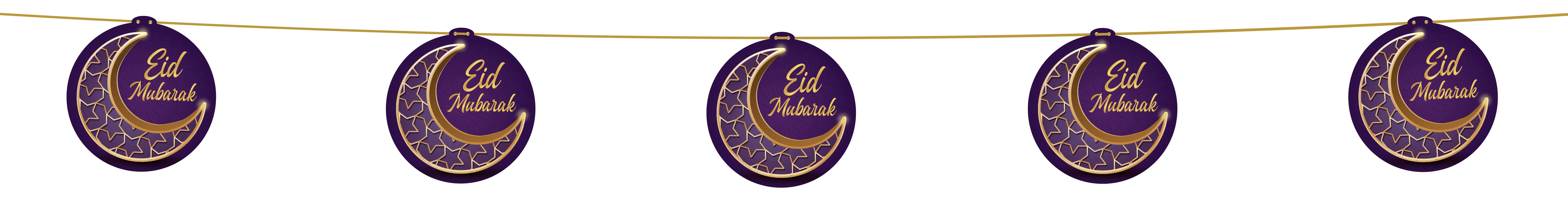EID Mubarak Purple & Gold Moon Large (5 pcs) Hanging Circles (AG21) - Image 2