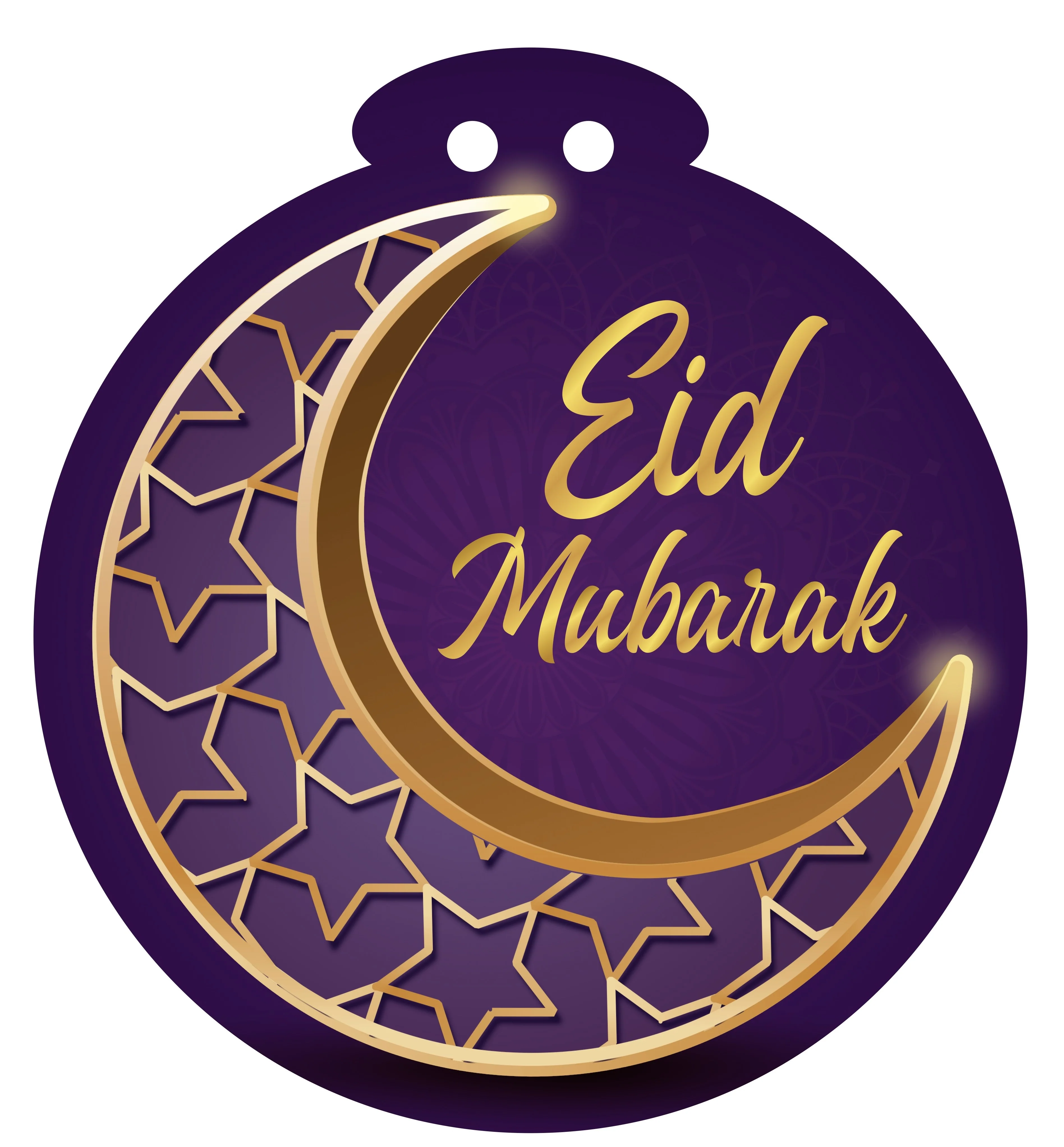EID Mubarak Purple & Gold Moon Small (20 pcs) Hanging Circles (AG21)