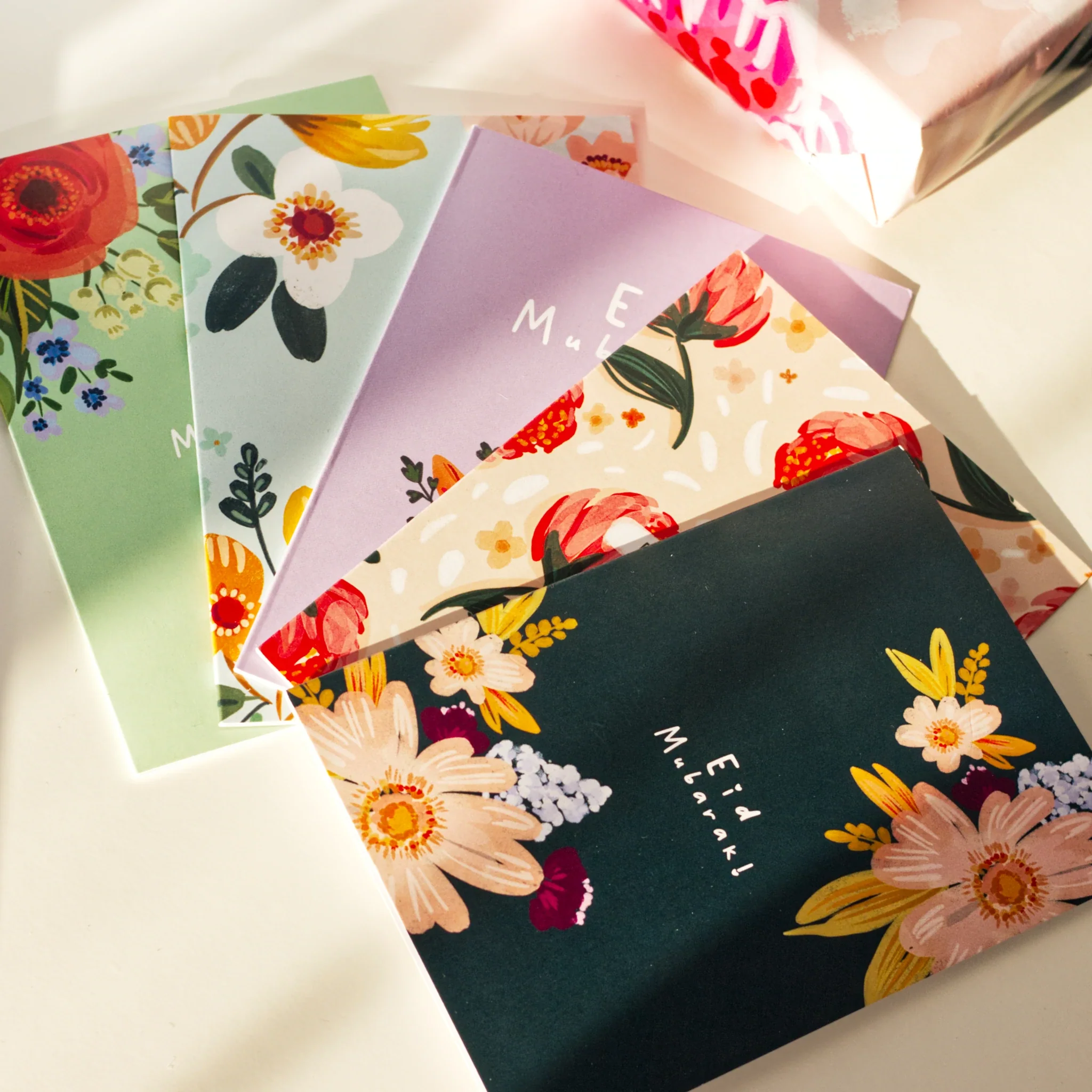 Floral Multipack Eid Mubarak Cards - 5 Pack - Image 2