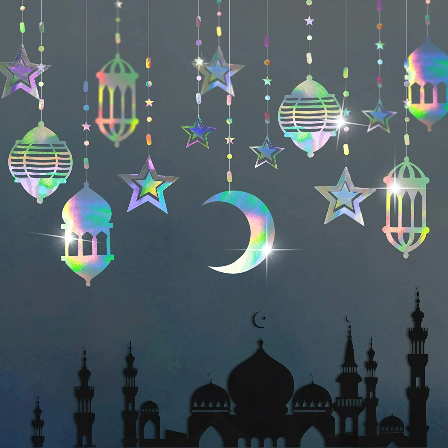 Foil Hanging Streamer Garland Decoration - Iridescent