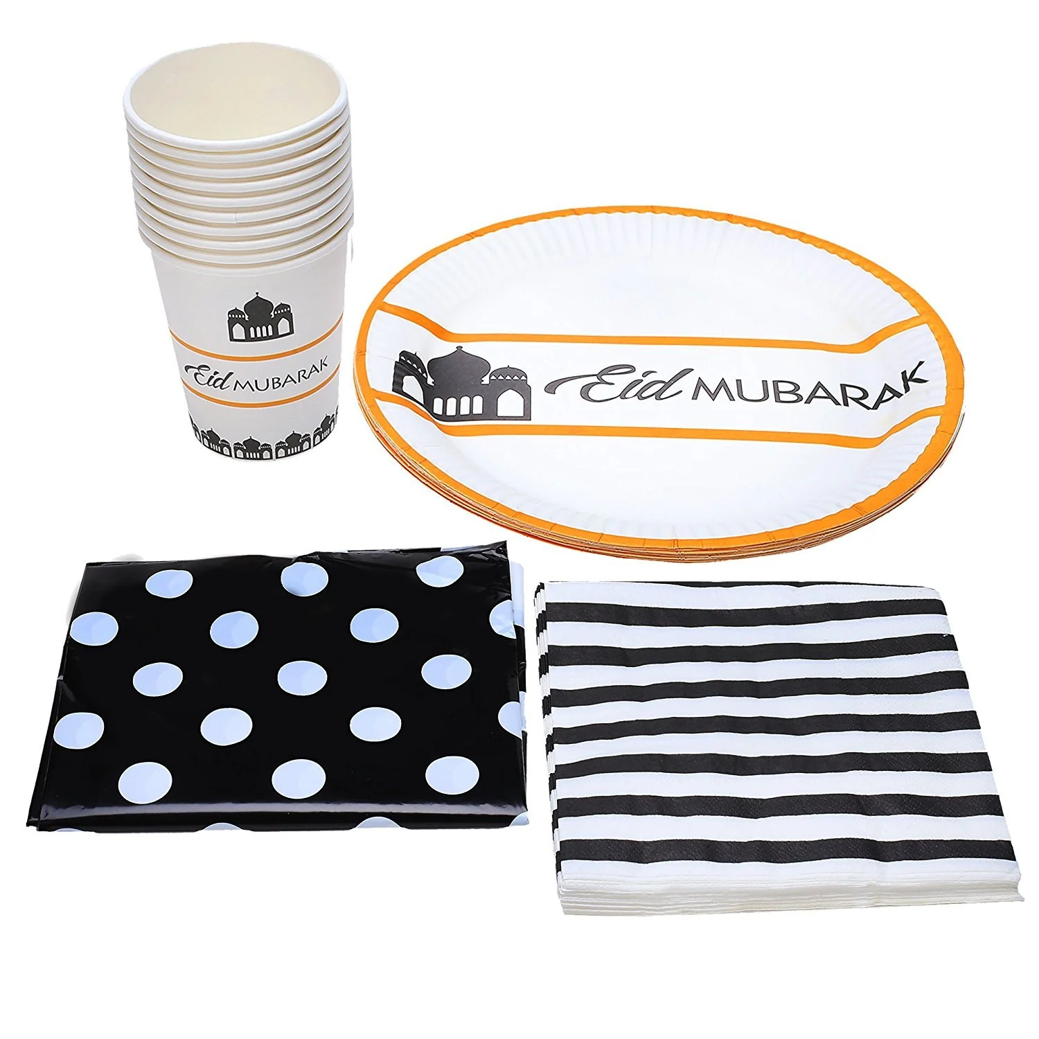 Gold & Black 'Eid Mubarak' Eid Tableware Set - Image 2