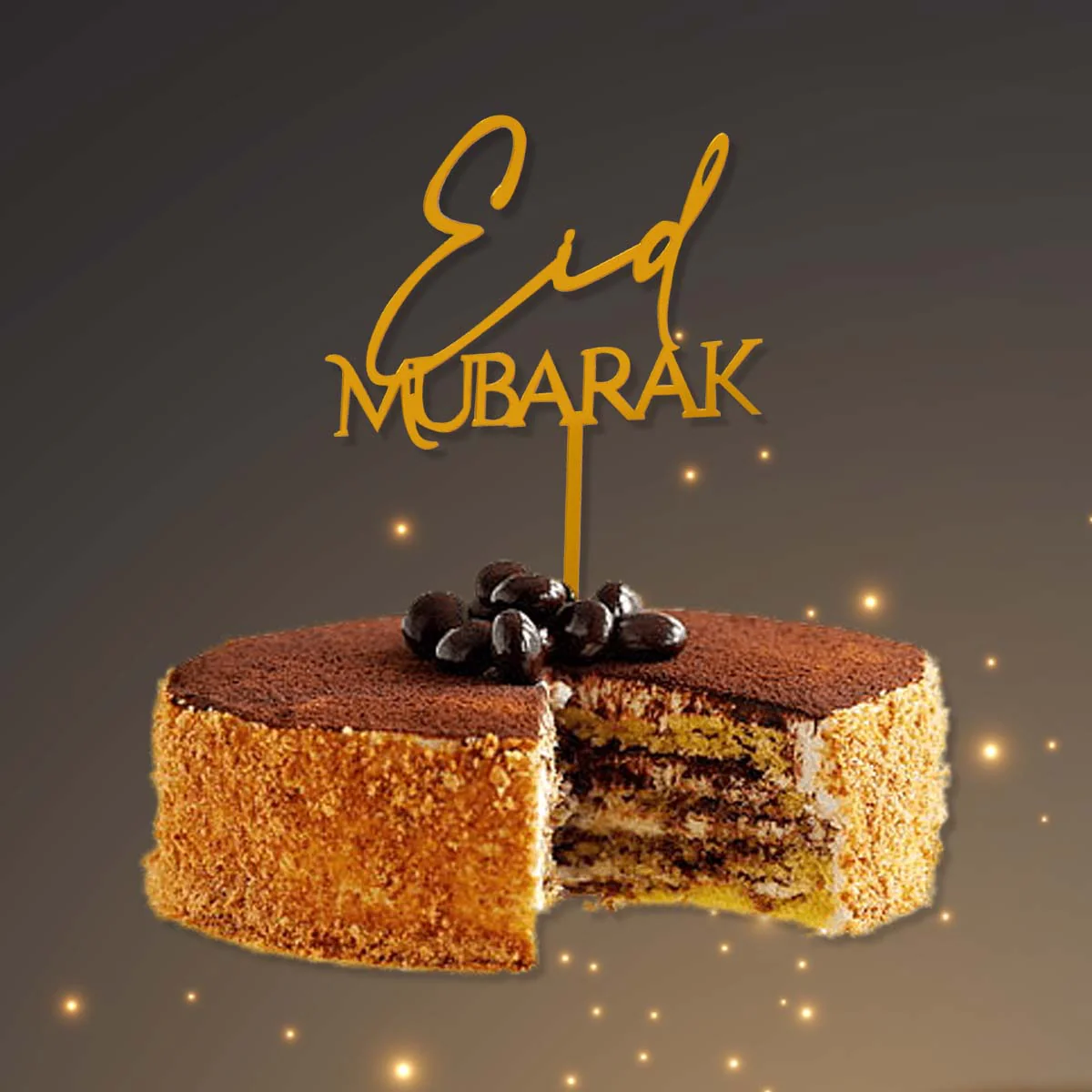 Gold Eid Acrylic Cupcake Topper
