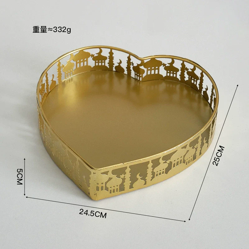Gold Heart-Shaped Decorative Serving Trays - Image 2