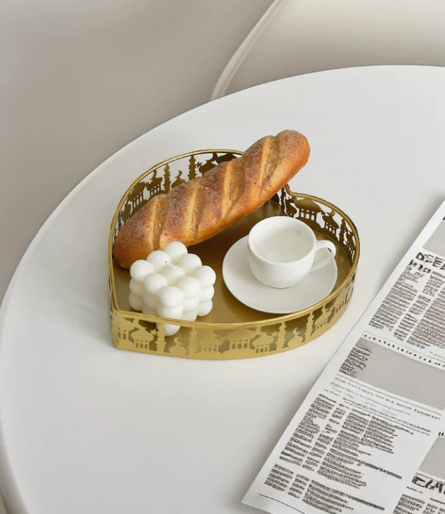 Gold Heart-Shaped Decorative Serving Trays - Image 3