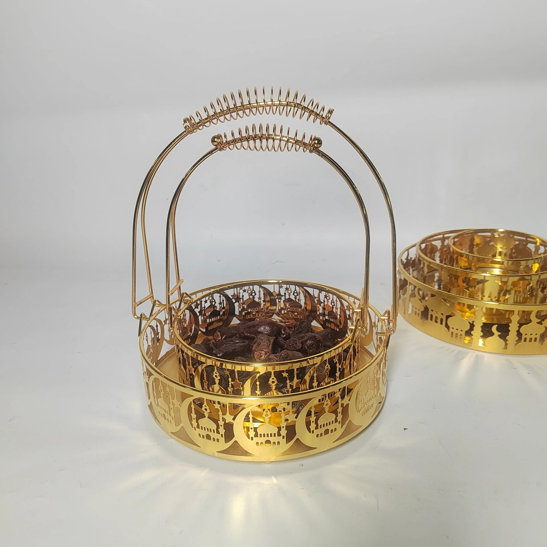 Golden Ramadan Decorative Serving Trays with Handles - Image 4