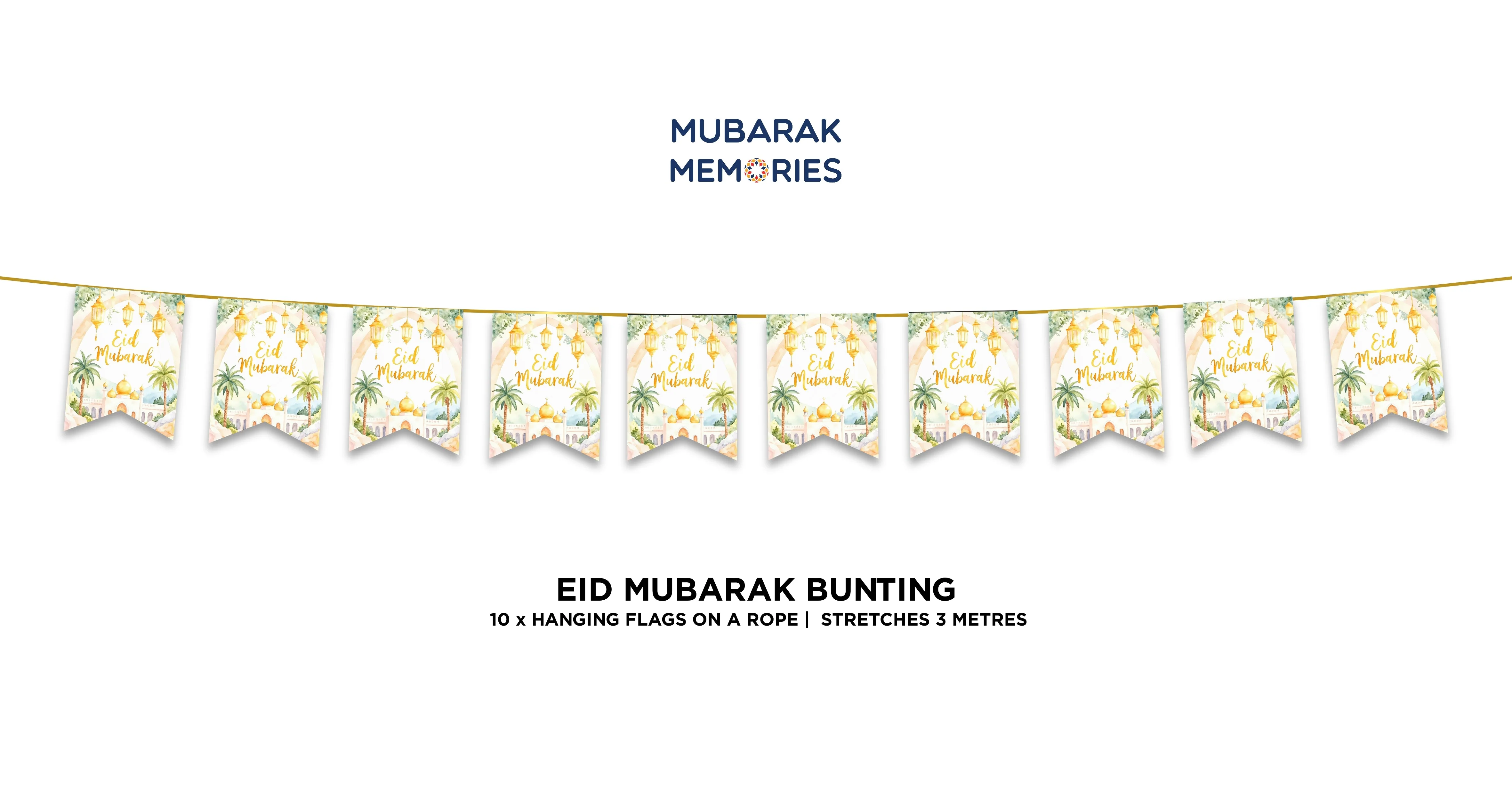 Green & Gold Ramadan Mubarak Bunting - Image 2