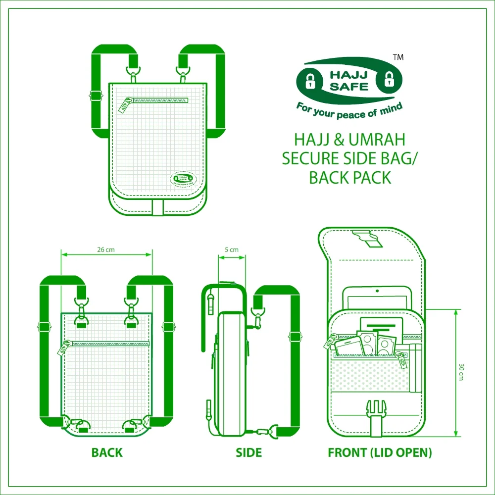 Hajj Safe - Side and Back Pack [Anti-theft & Secure] For Hajj & Umrah - Image 6