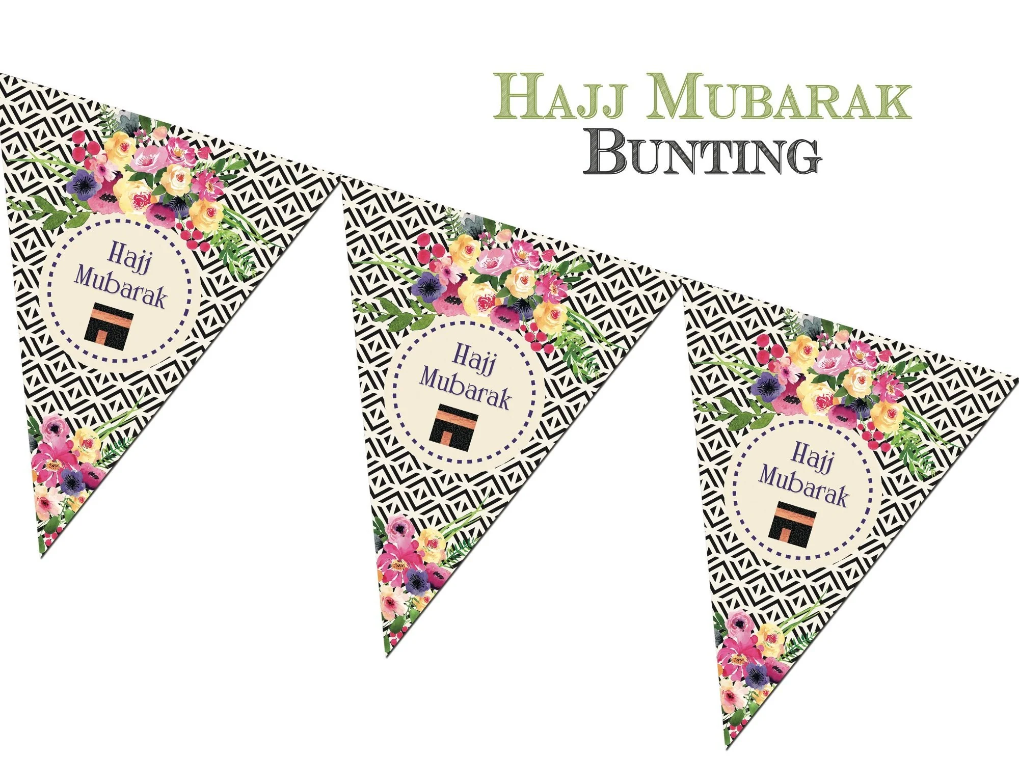 Hajj Mubarak Bunting - Floral