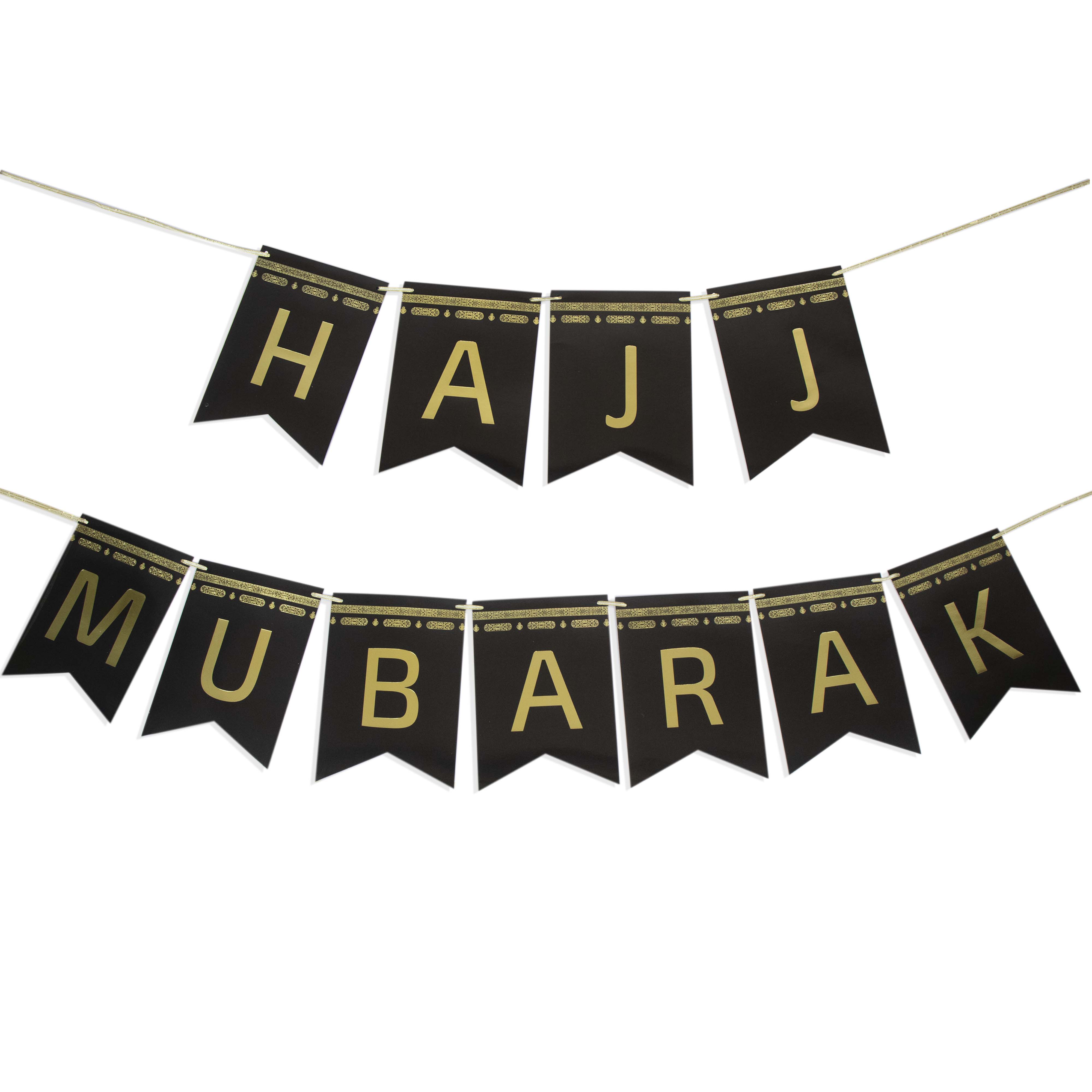 Hajj Mubarak Gold Foil Banner – Elegant Paper Garland