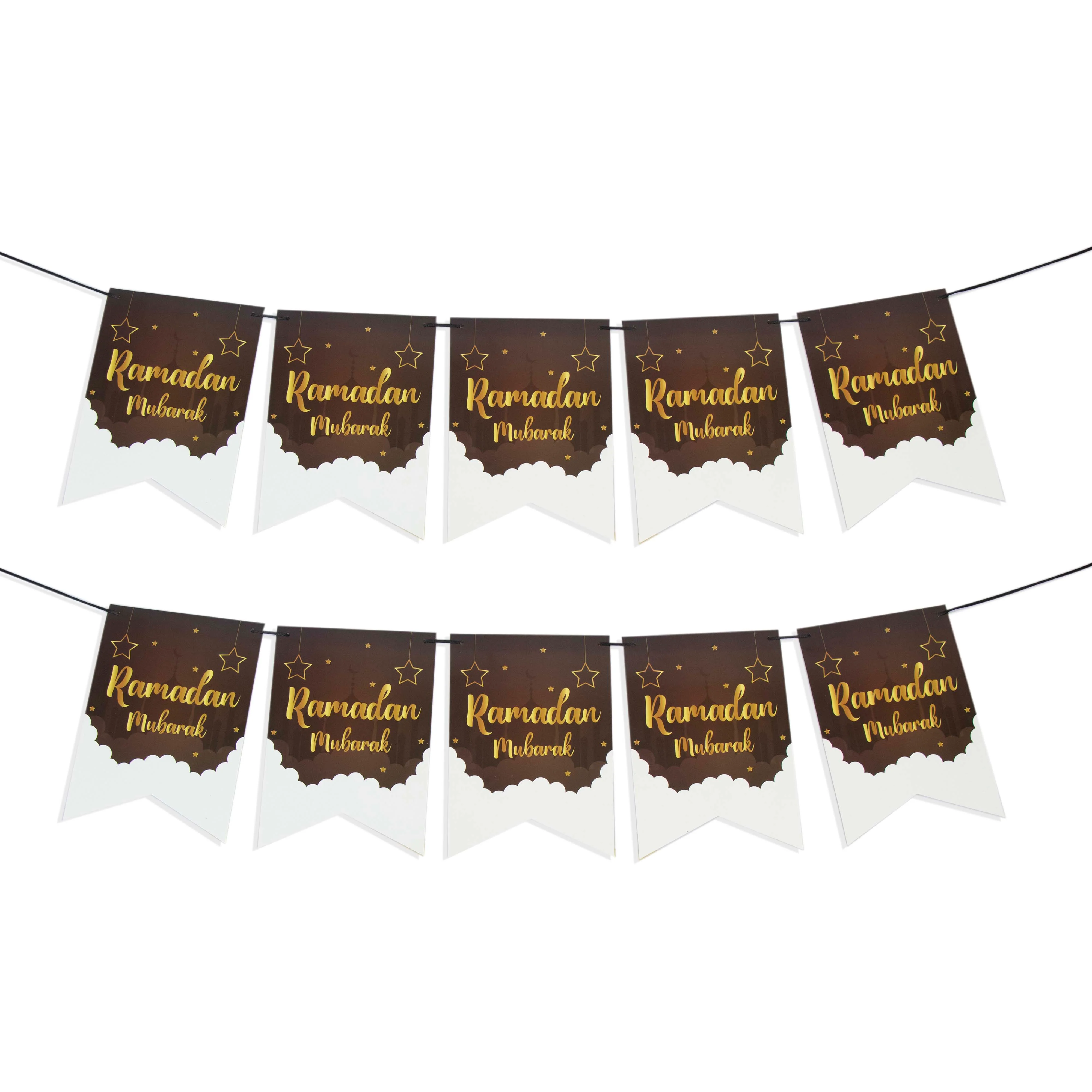 Ramadan Mubarak Starry Night Cloud Bunting - 10 Bunting Flags