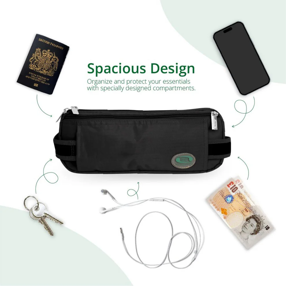 Hajj Safe - Hajj & Umrah Anti-Theft Waist Bag And Ihram Belt (Black) - Image 2