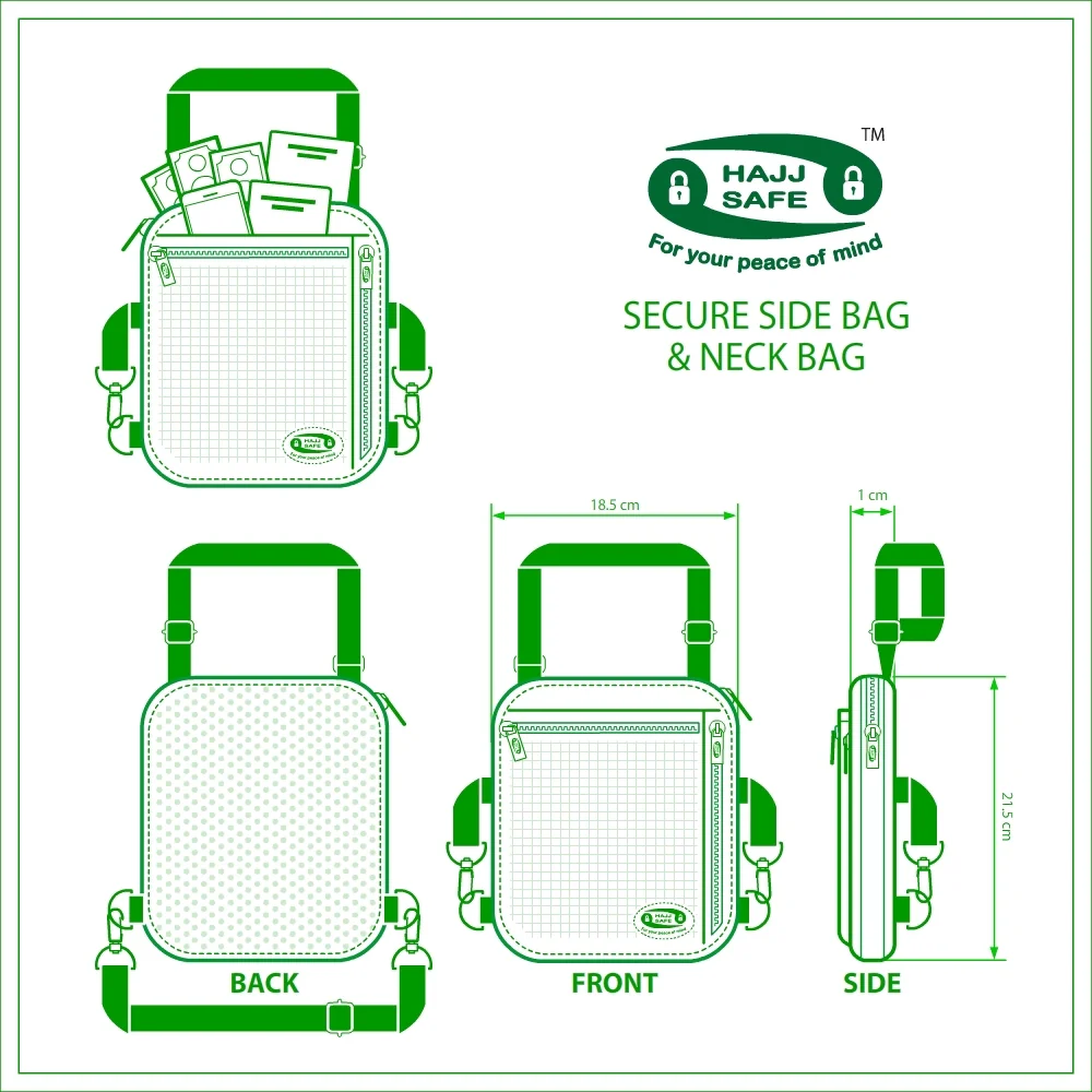 Hajj Safe - Anti-Theft Secure Side Bag & Neck Bag for Hajj & Umrah (Beige) - Image 7