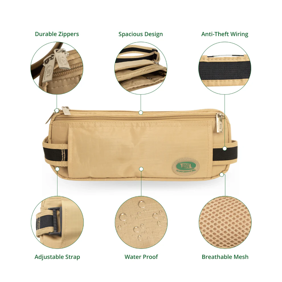 Hajj Safe - Hajj & Umrah Anti-Theft Waist Bag And Ihram Belt (Beige) - Image 3