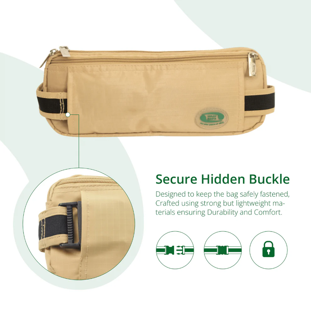 Hajj Safe - Hajj & Umrah Anti-Theft Waist Bag And Ihram Belt (Beige) - Image 6