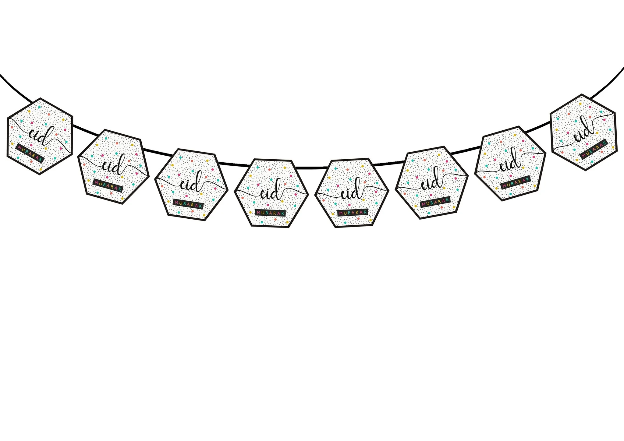 Hexagon Eid Mubarak Bunting - Eid Edit - Image 2