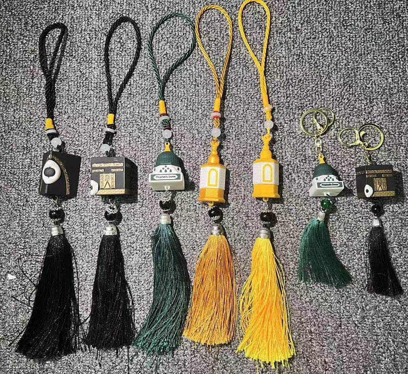 Islamic Mosque Dome Keychain / Bag Charm with Green Tassel - Image 2