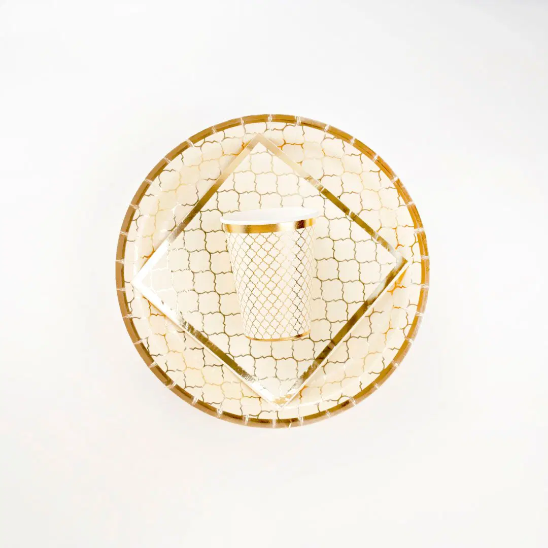 Ivory Moroccan Plate, Cup and Napkin Set - Image 2