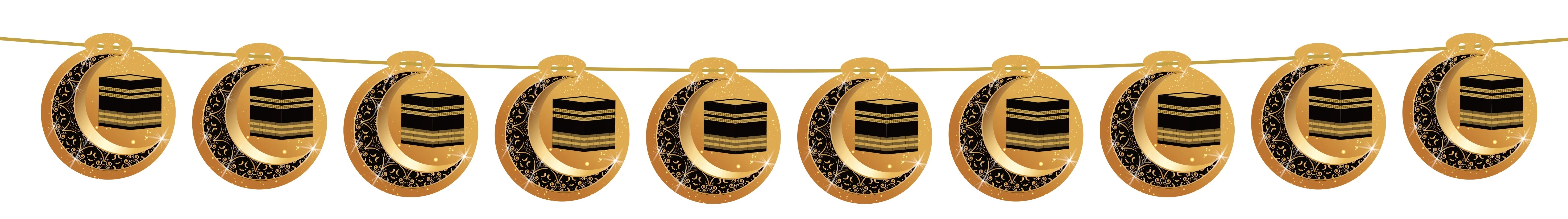 Kaaba Gold & Black Medium (10 pcs) Hanging Circles (AG21) - Image 2