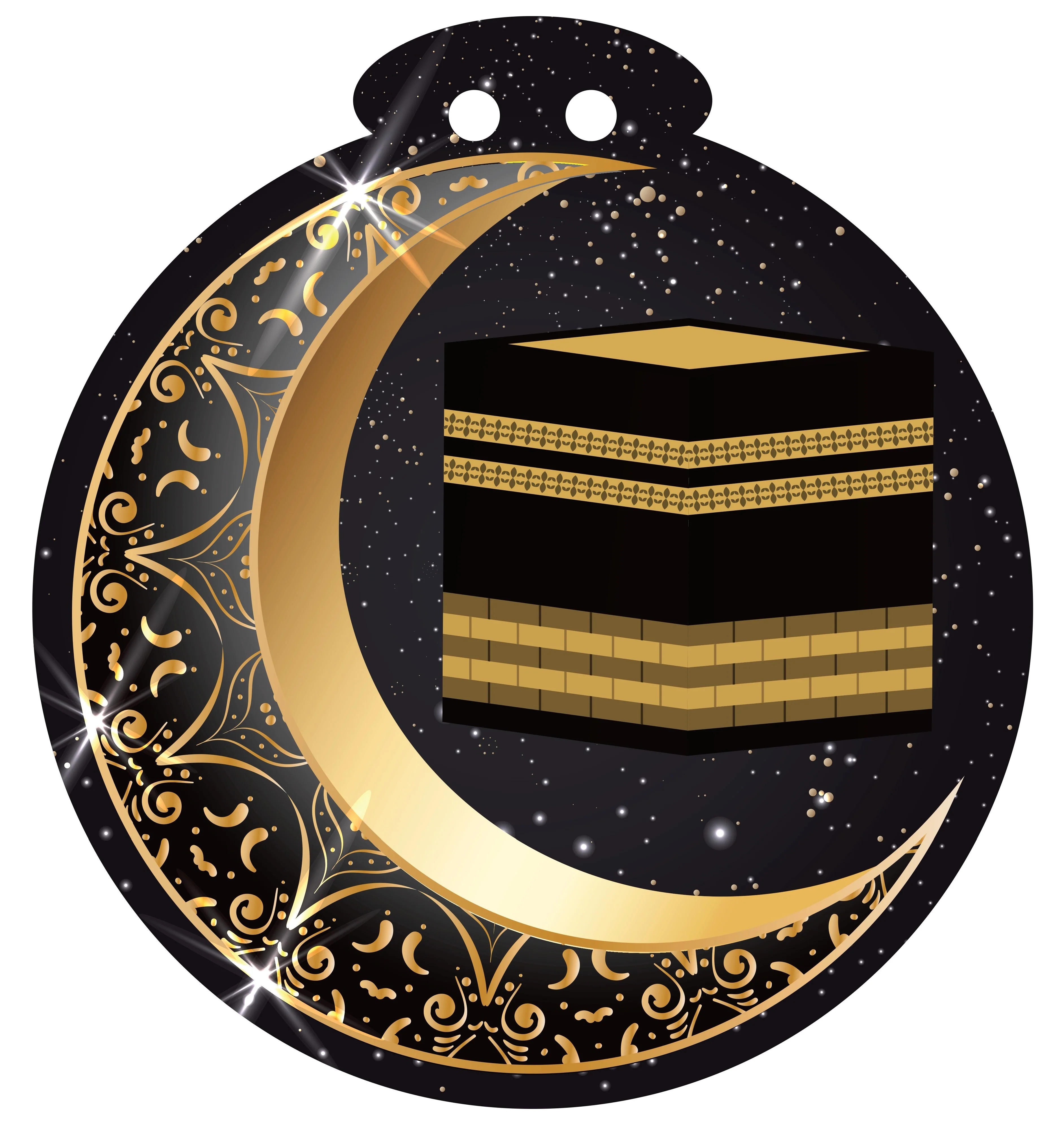 Kaaba Gold & Black Small (20 pcs) Hanging Circles (AG21)