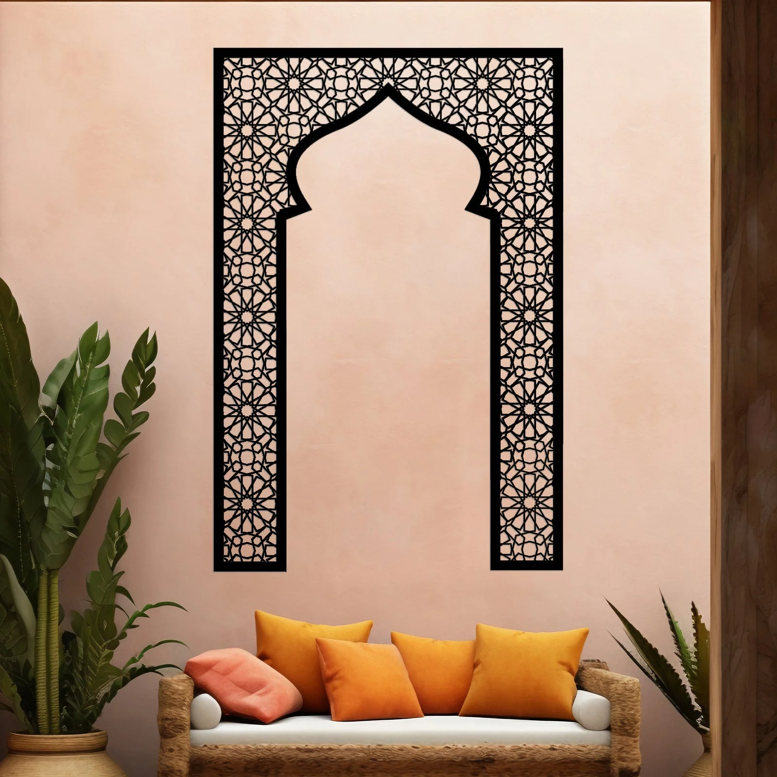 Large Islamic Arch Acrylic Wall Panel Masjid Shape Black - 120cm - Image 2