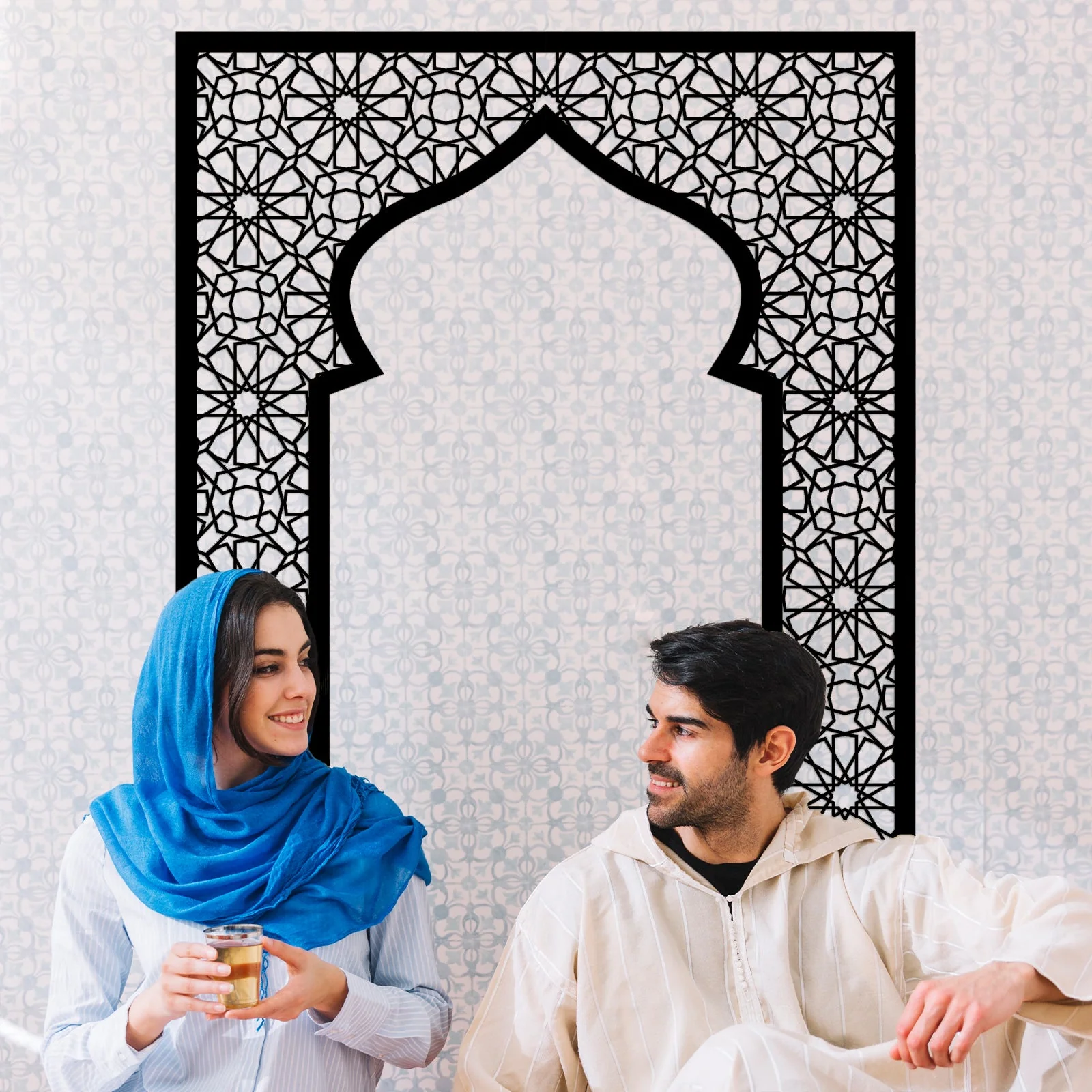 Large Islamic Arch Acrylic Wall Panel Masjid Shape Black - 120cm - Image 4