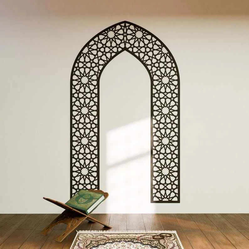Large Islamic Mihrab Style Arch Acrylic Wall Panel  - 120cm