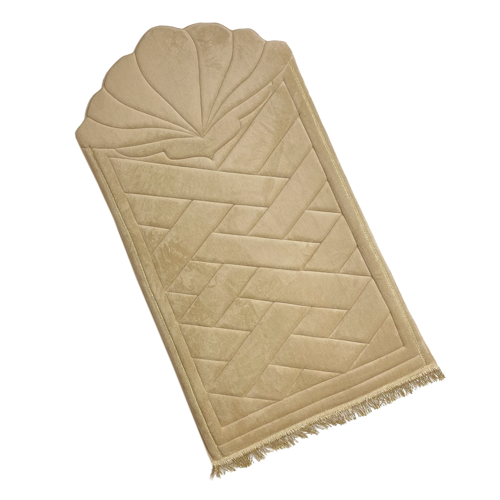 Luxury Padded Tulip Salah Prayer Mat - Beige - Image 2