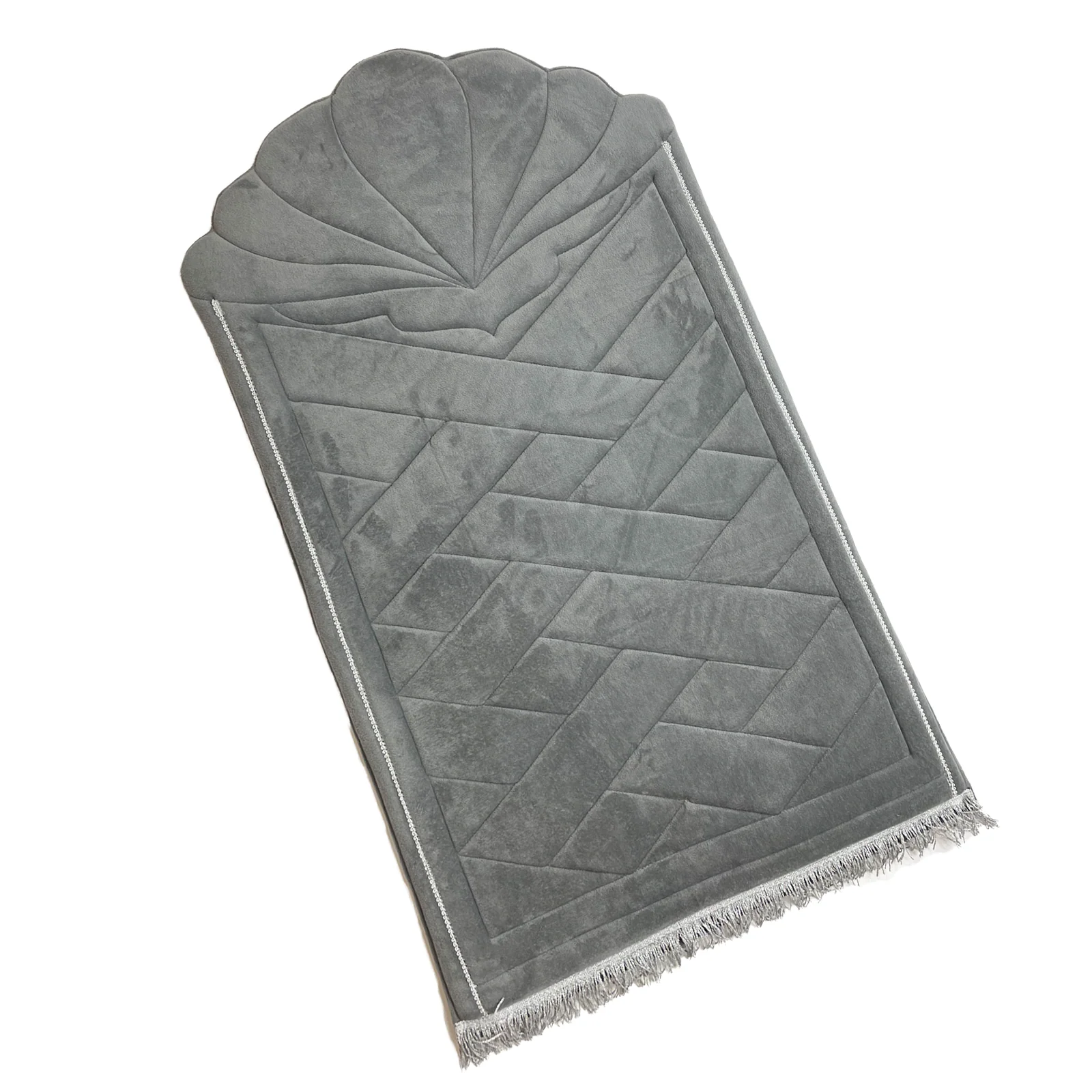 Luxury Padded Tulip Salah Prayer Mat - Grey - Image 2