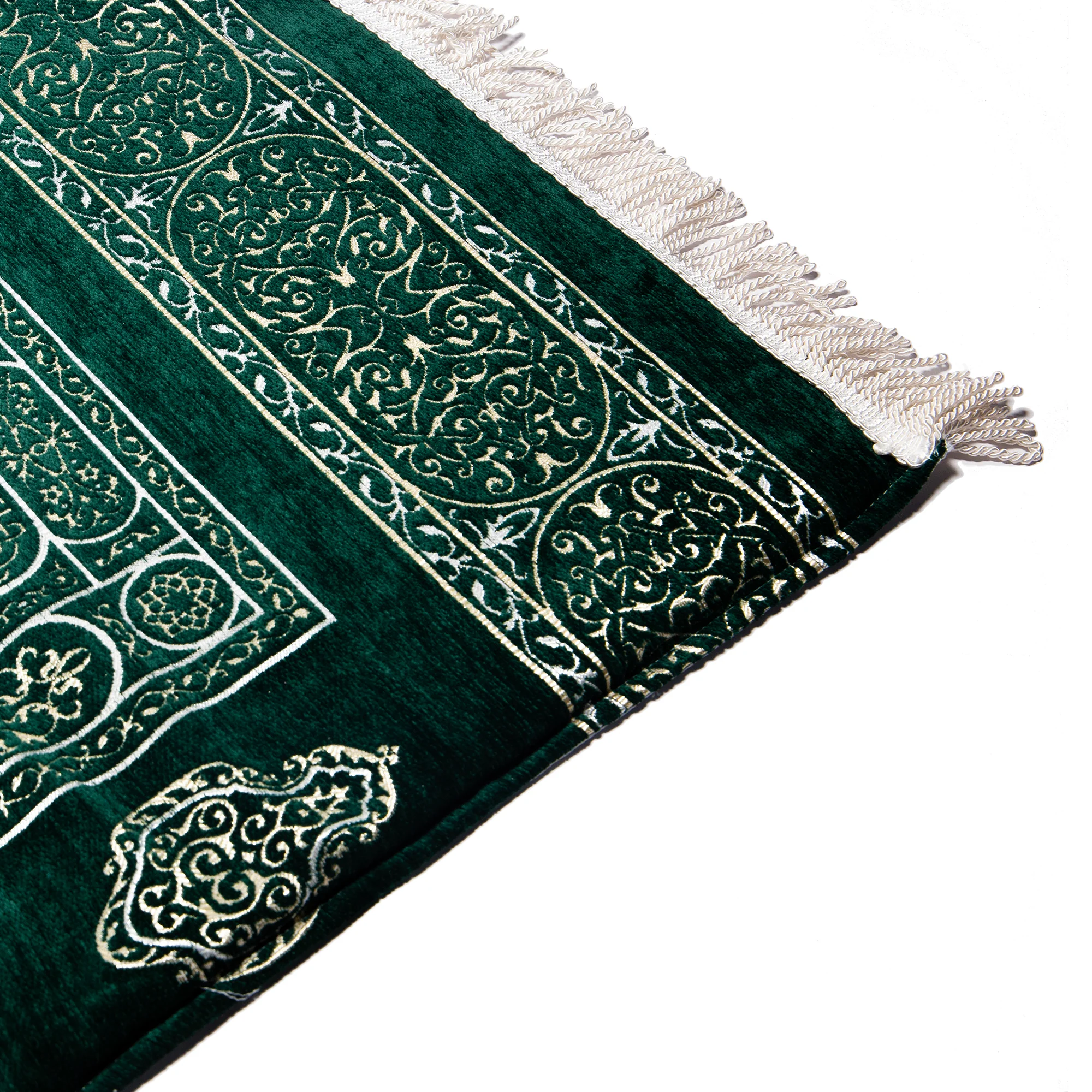 Luxury Extra Padded Salah Prayer Mat with Zip - Kaaba Door - Green - Image 2