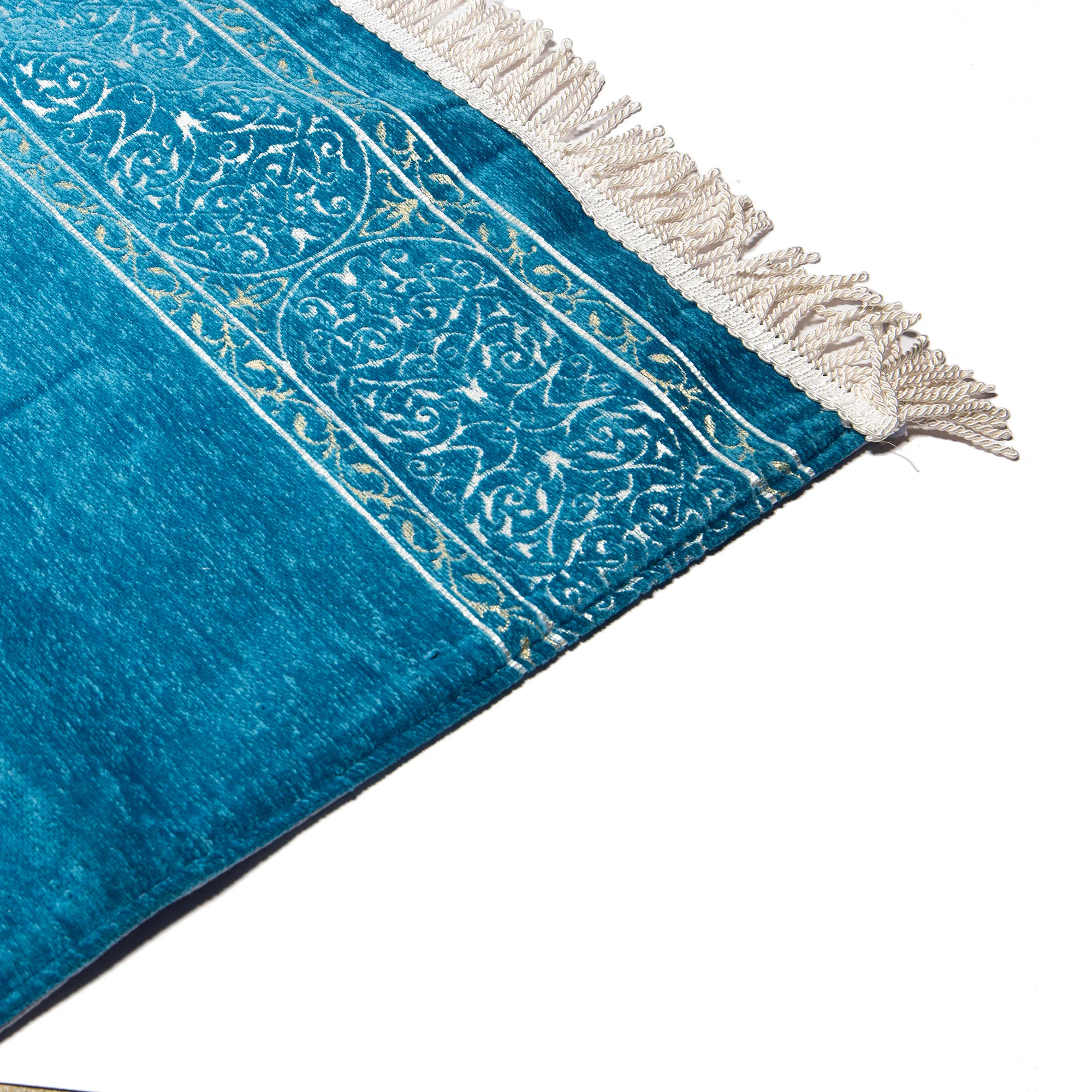 Luxury Extra Padded Salah Prayer Mat With Zip - Maqaam Ibraheem - Blue / Turquoise - Image 2