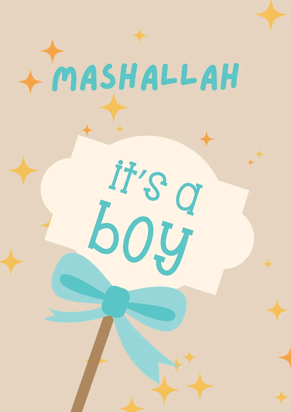 Mashallah It's A Boy (Stars) Card