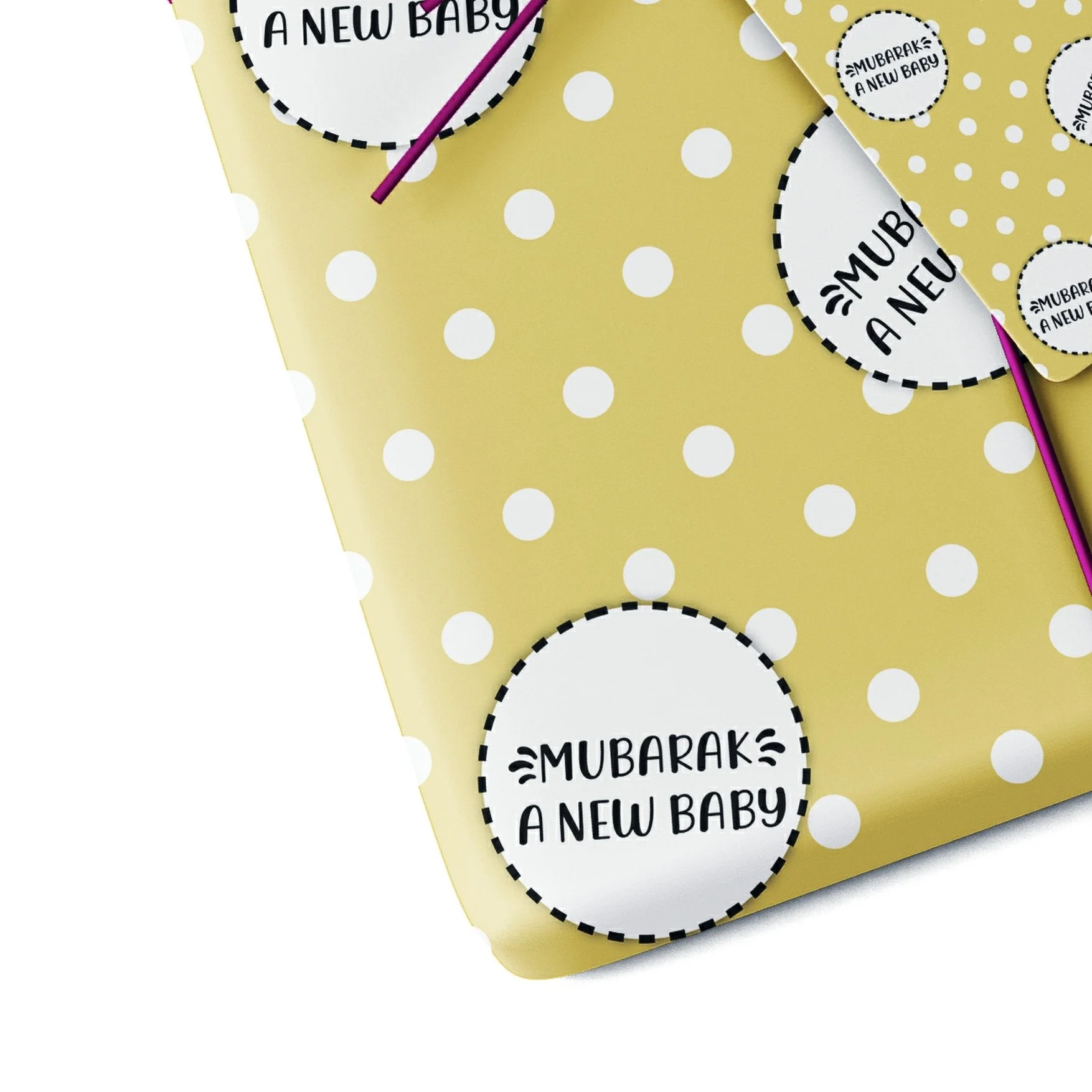 Mubarak A New Baby Gift Wrap Sheet - Polka Dot (Yellow) - Image 2