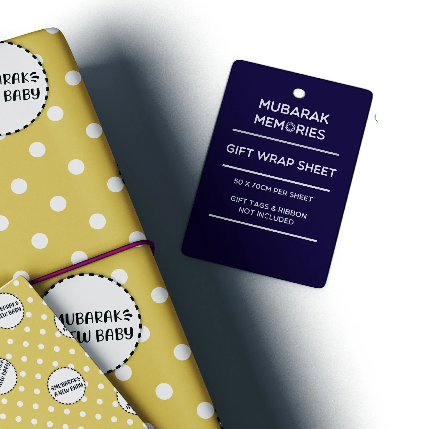 Mubarak A New Baby Gift Wrap Sheet - Polka Dot (Yellow) - Image 3