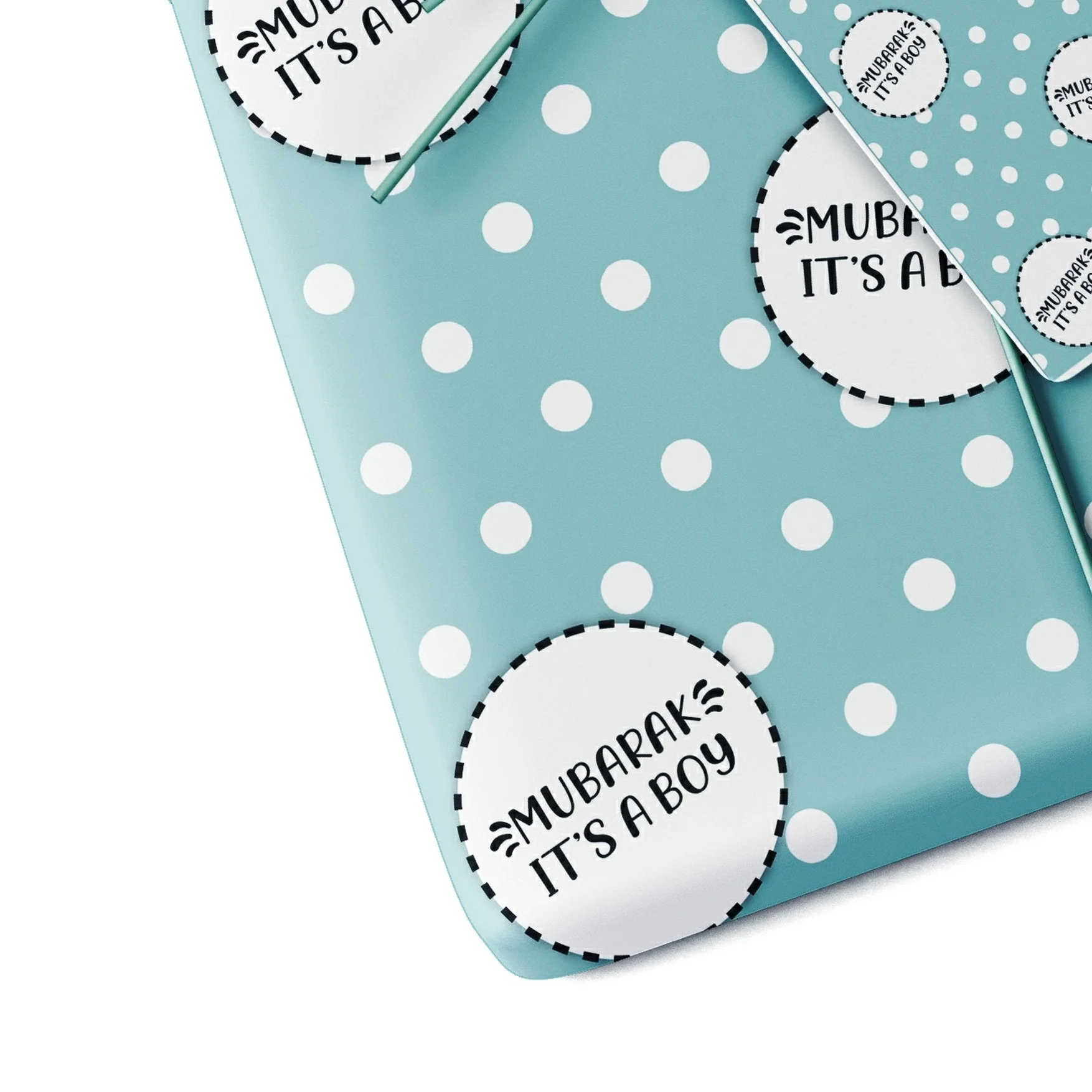 Mubarak It's a Boy Baby Gift Wrap Sheet - Polka Dot (Blue) - Image 3
