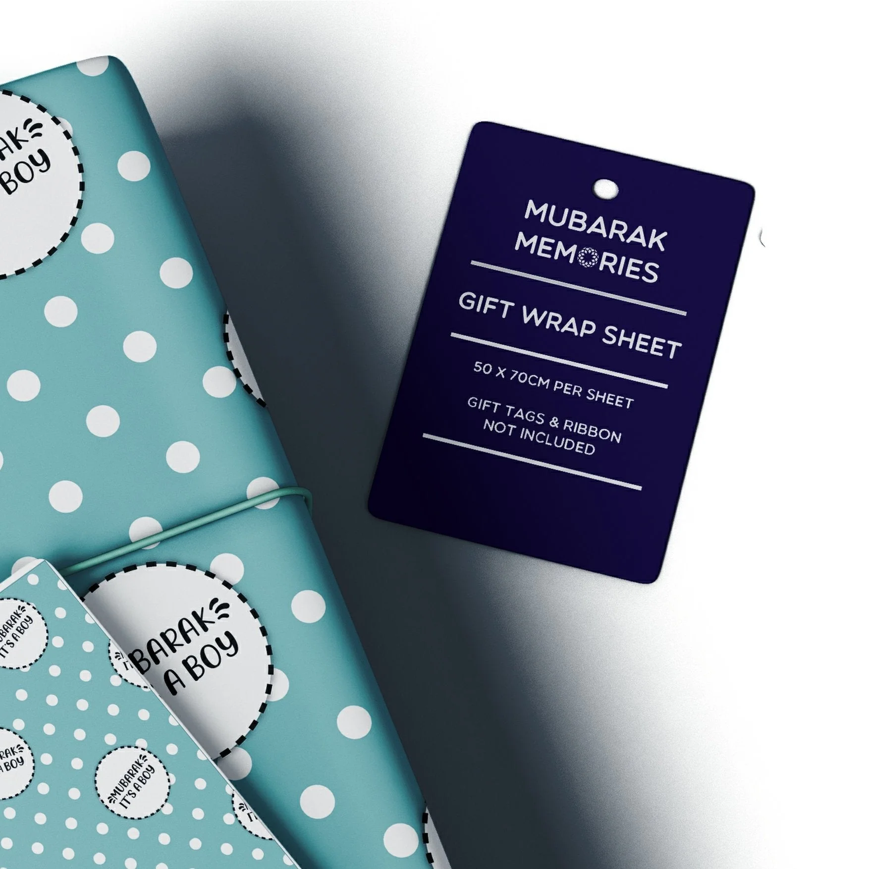 Mubarak It's a Boy Baby Gift Wrap Sheet - Polka Dot (Blue) - Image 4