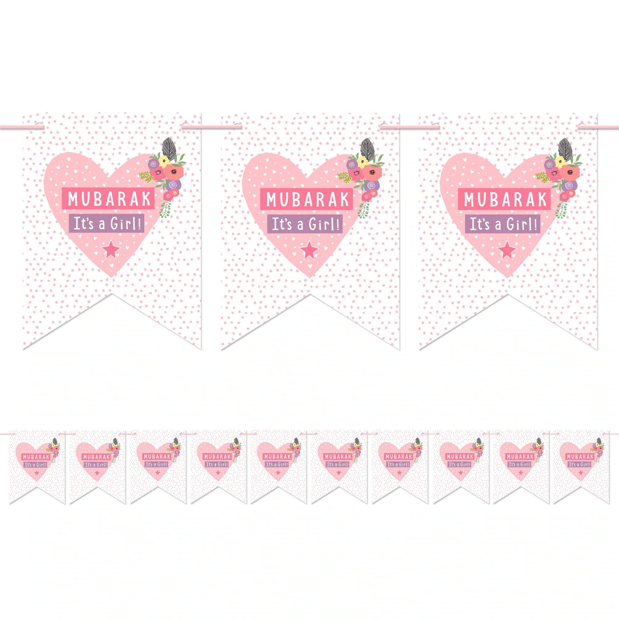 Mubarak It's A Girl Pennant Bunting
