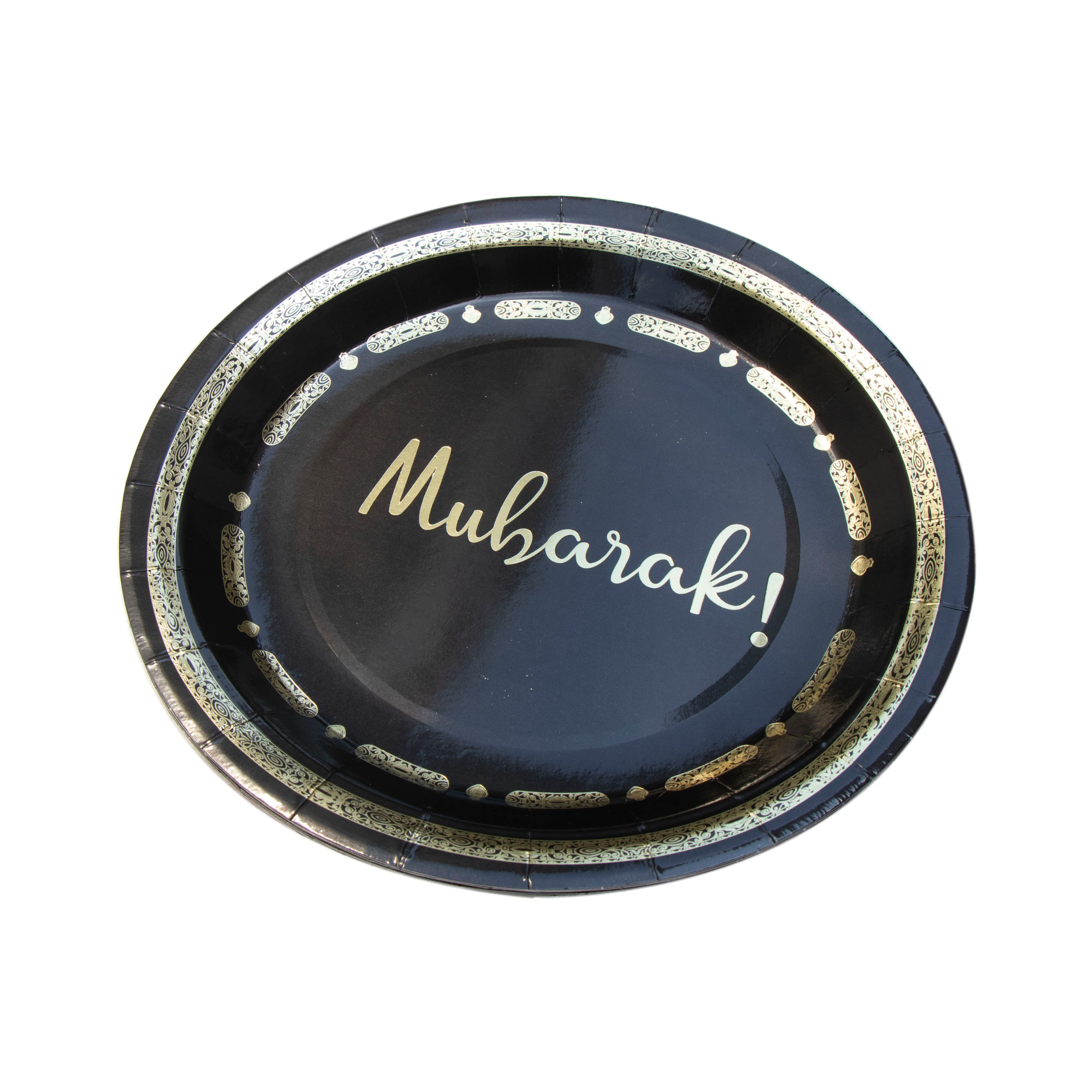 Mubarak Paper Plate - Black & Gold