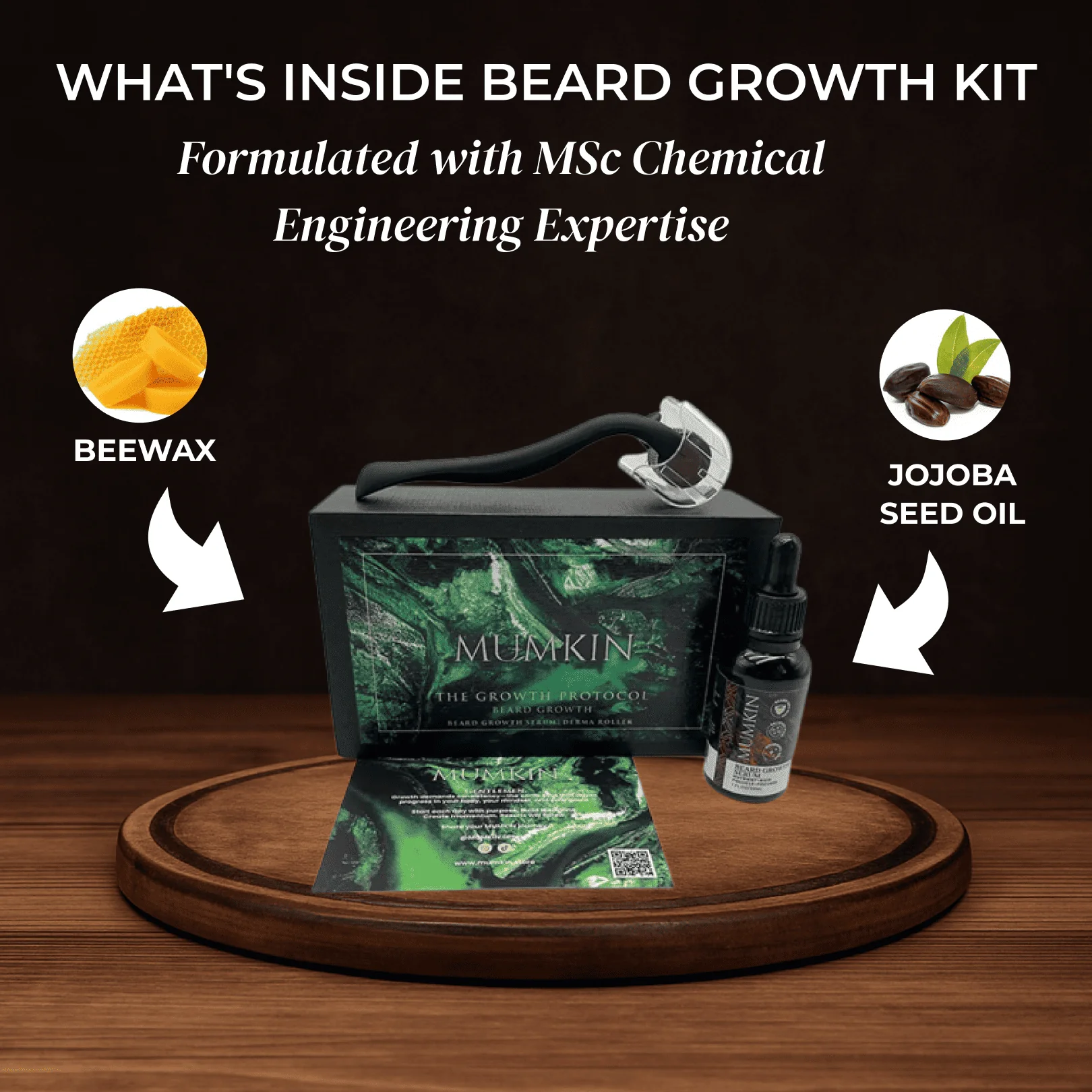 MUMKIN Beard Growth Kit with 0.5mm Titanium Derma Roller & Beard Growth Oil - Image 2