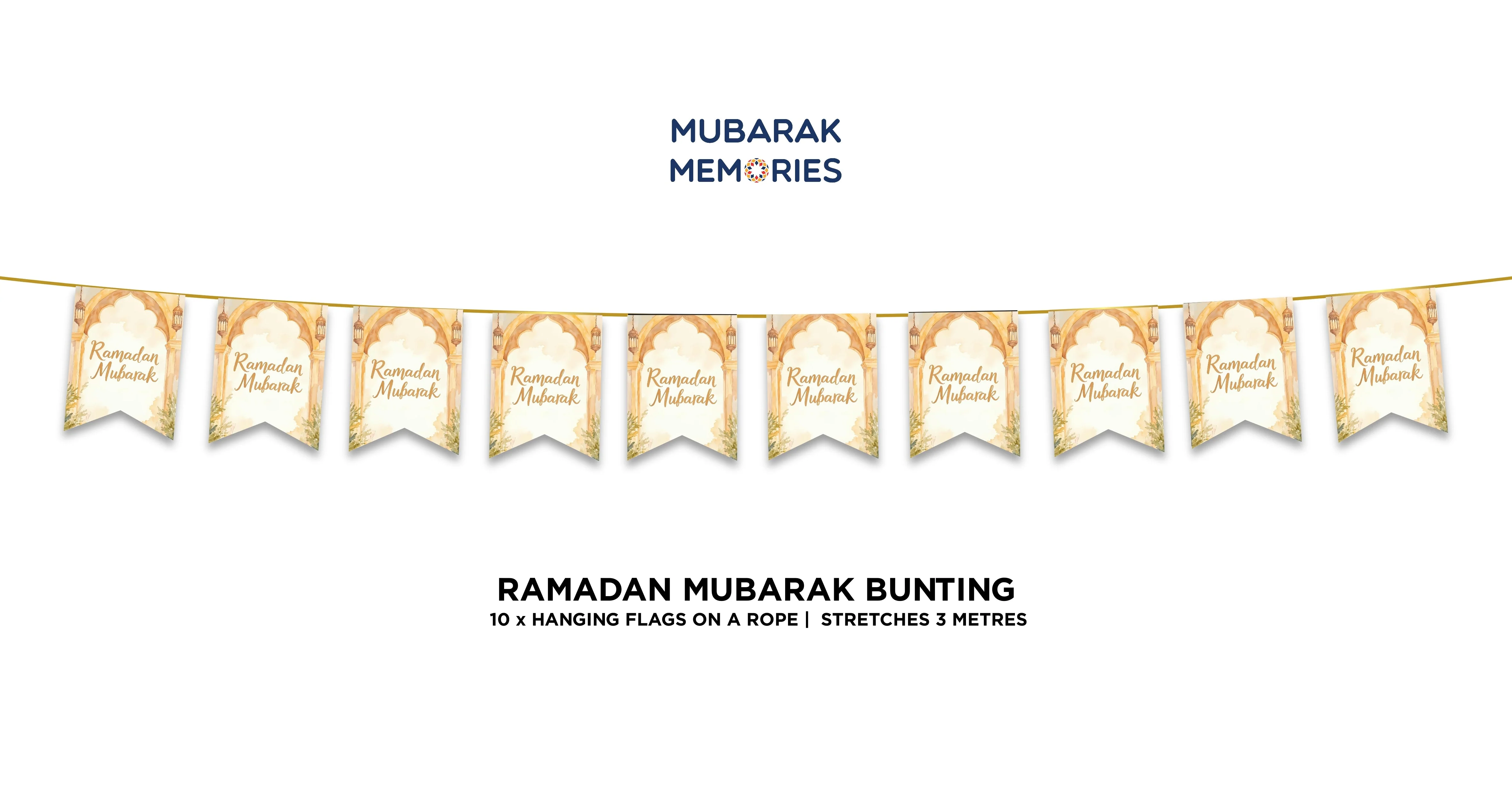 Natural Beige EID Mubarak Bunting - Image 2