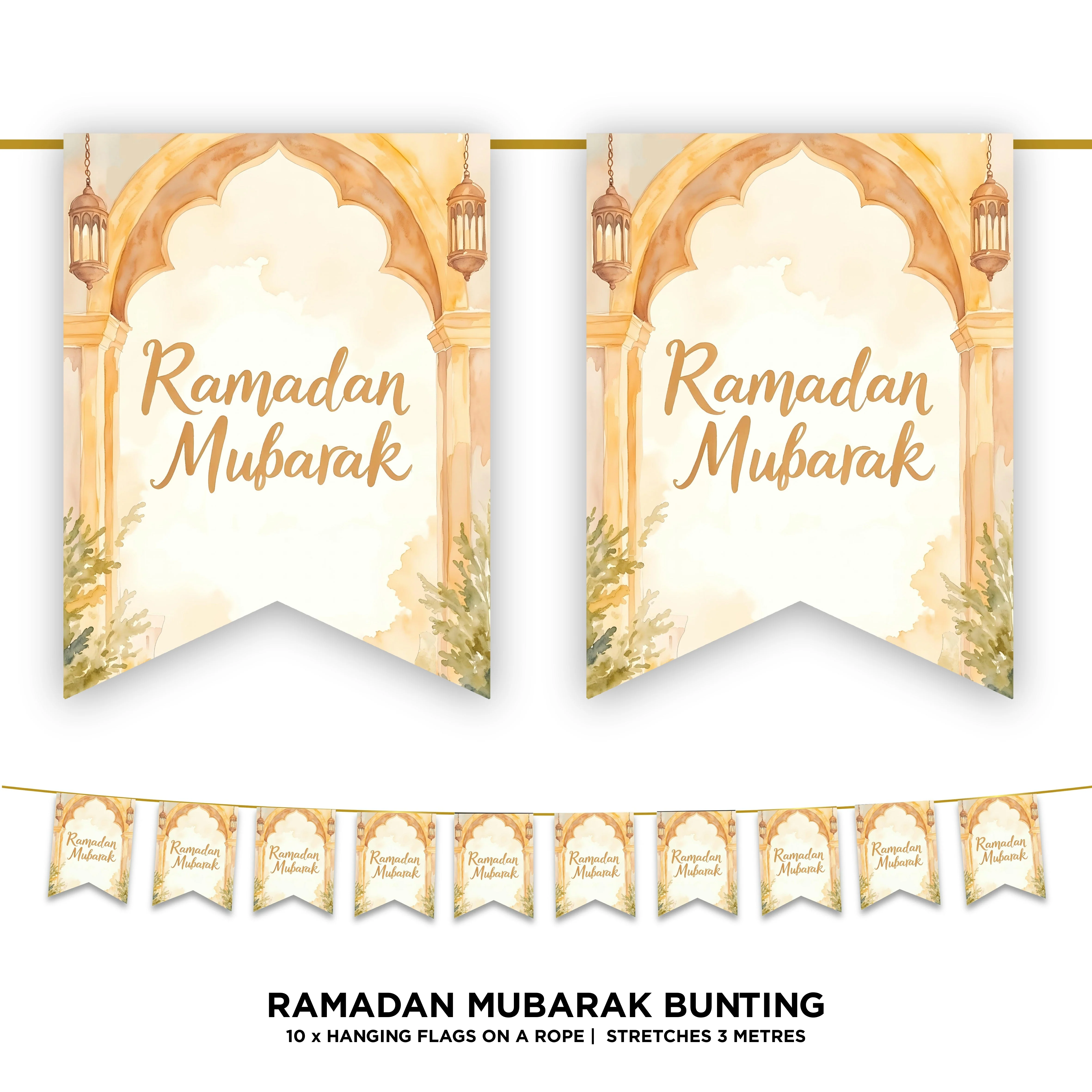 Natural Beige Ramadan Mubarak Bunting