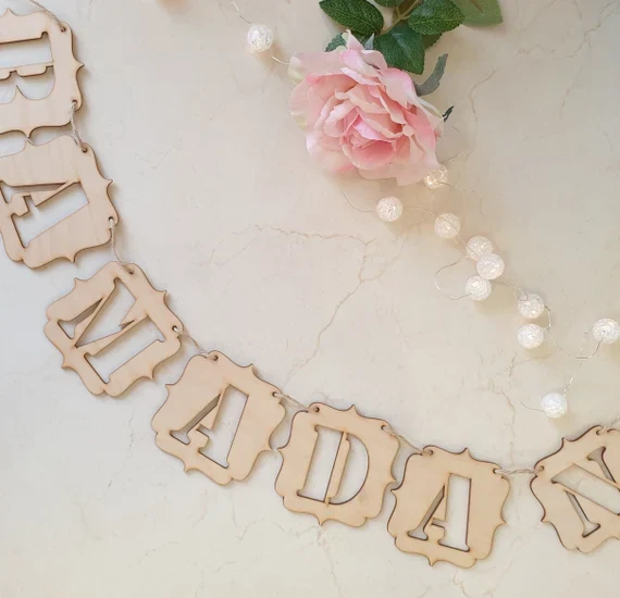 Natural Wood Ramadan Kareem Banner