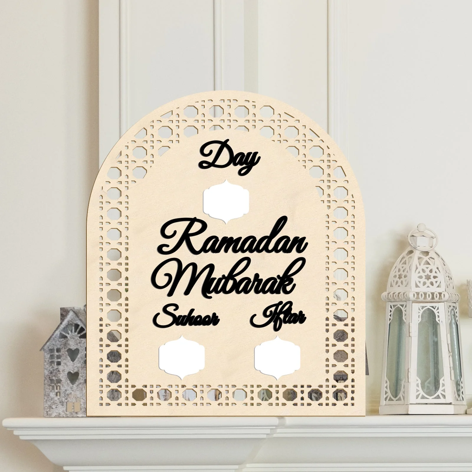 Natural Wood Ramadan Mubarak Daily Prayer Tracker - Image 4