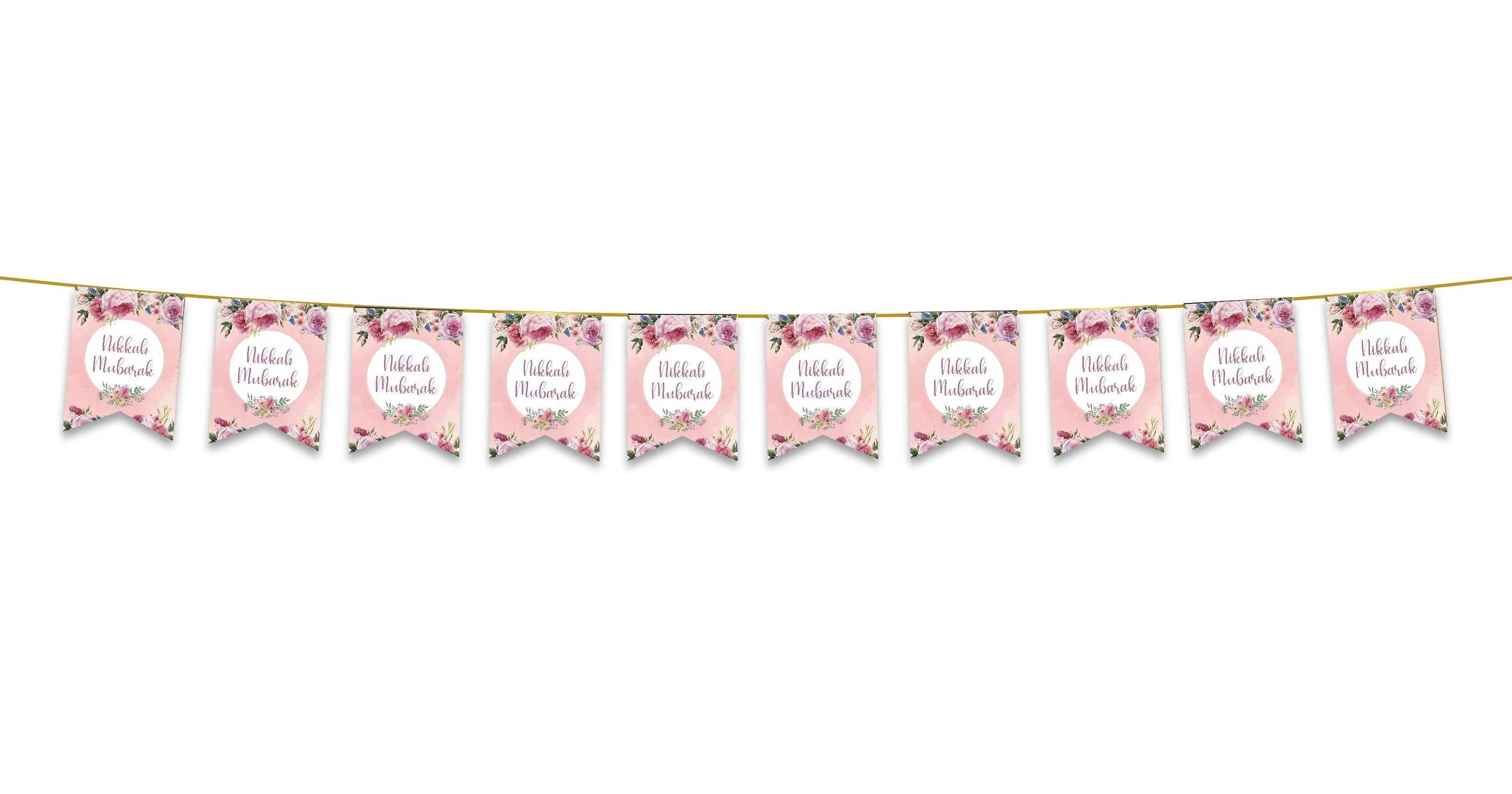 Nikkah Mubarak Bunting - Floral Design - Islamic Wedding Decoration - Image 2