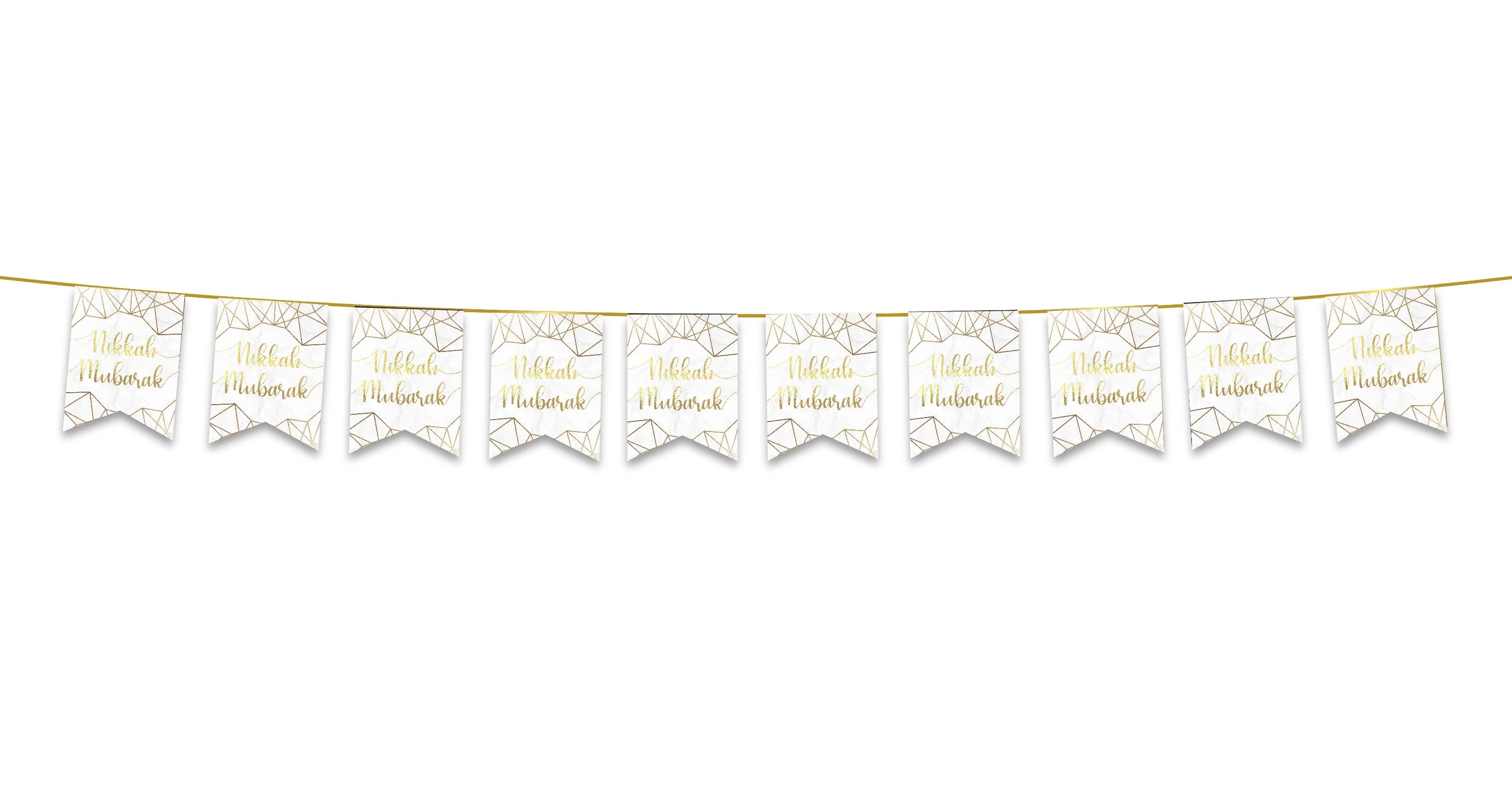 Nikkah Mubarak Bunting - Geometric Design - Islamic Wedding Decoration - Image 2