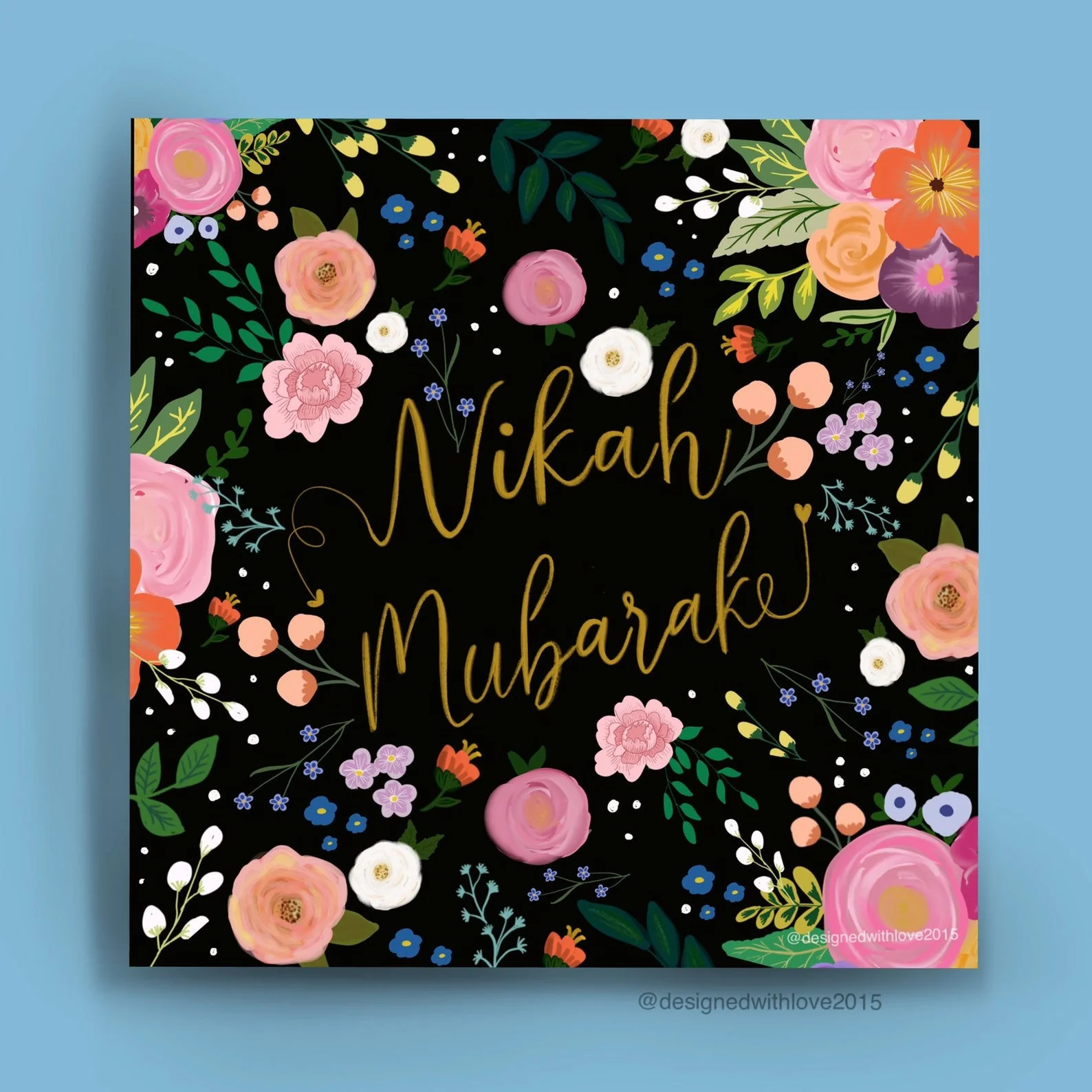 Nikkah Mubarak Card - Floral